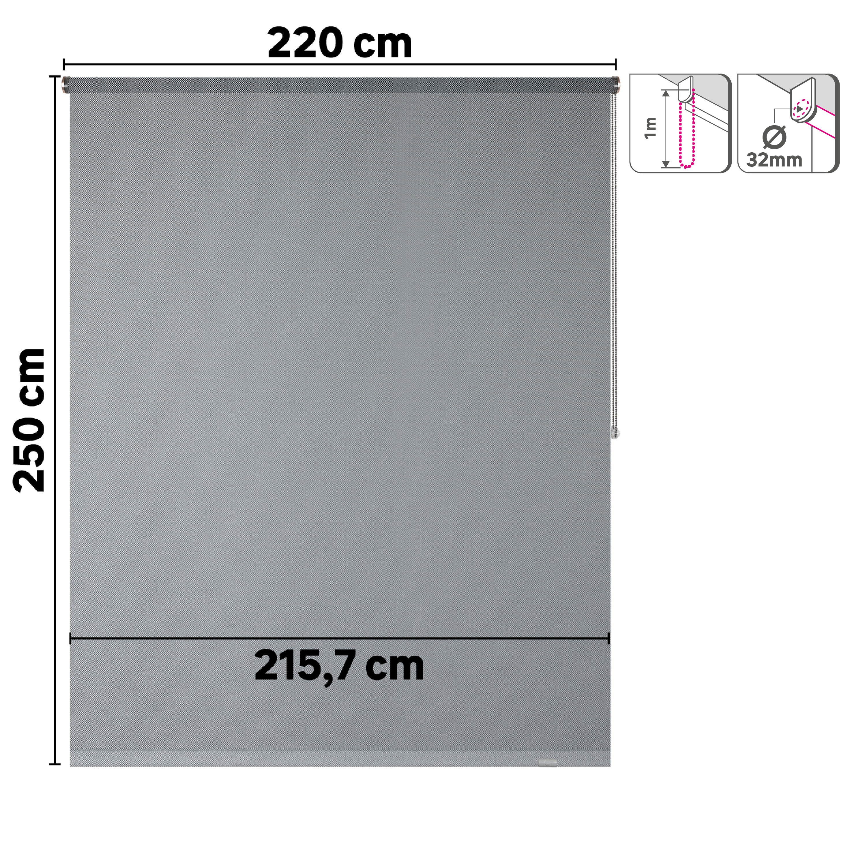 Estore de rolo screen 220 x 250 cm salsa cinza claro Inspire - 3