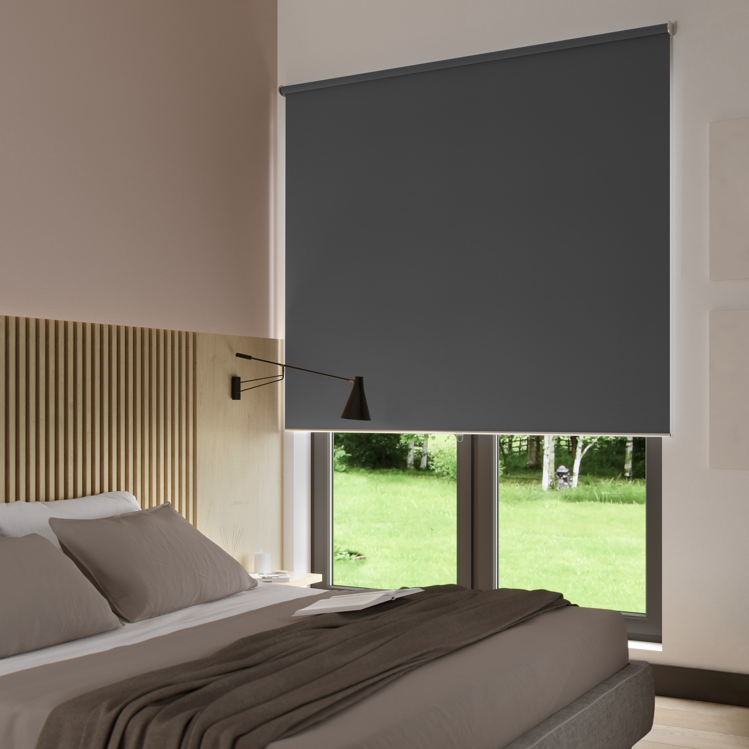 Estor enrollable opaco bossa paris sin cadena gris inspire de 120x190cm
