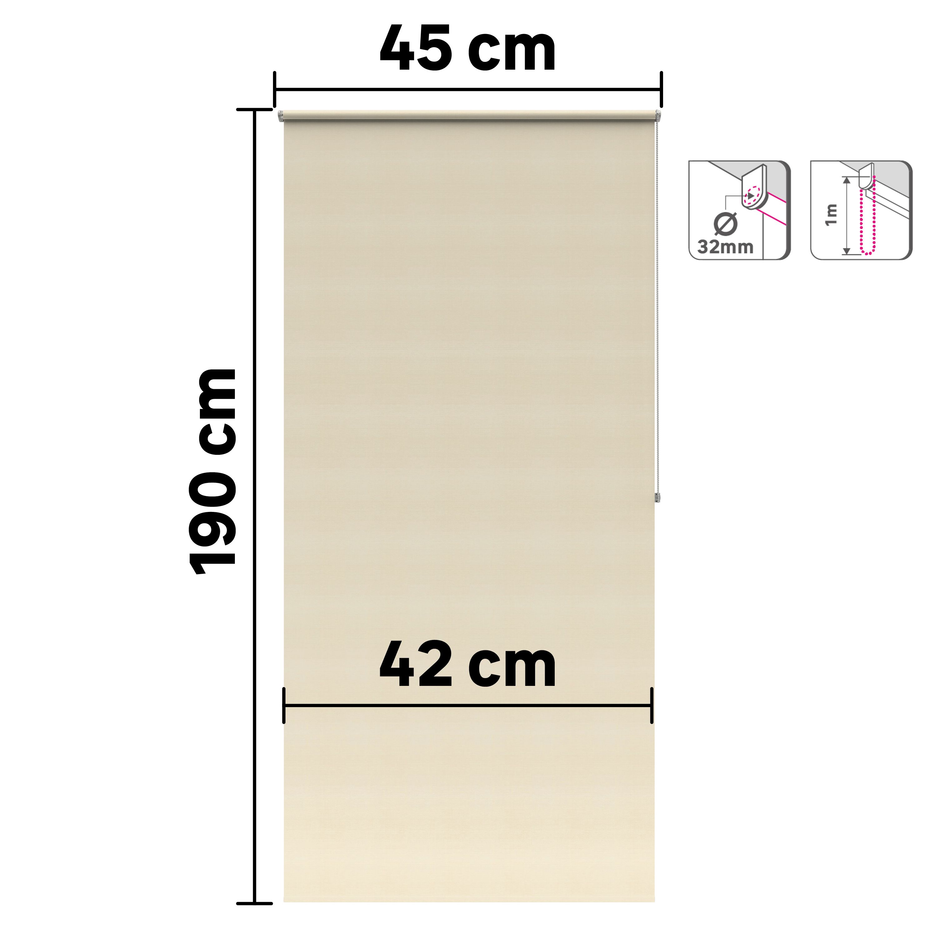 Estore de rolo 45 x 190 cm jongo creme - 6