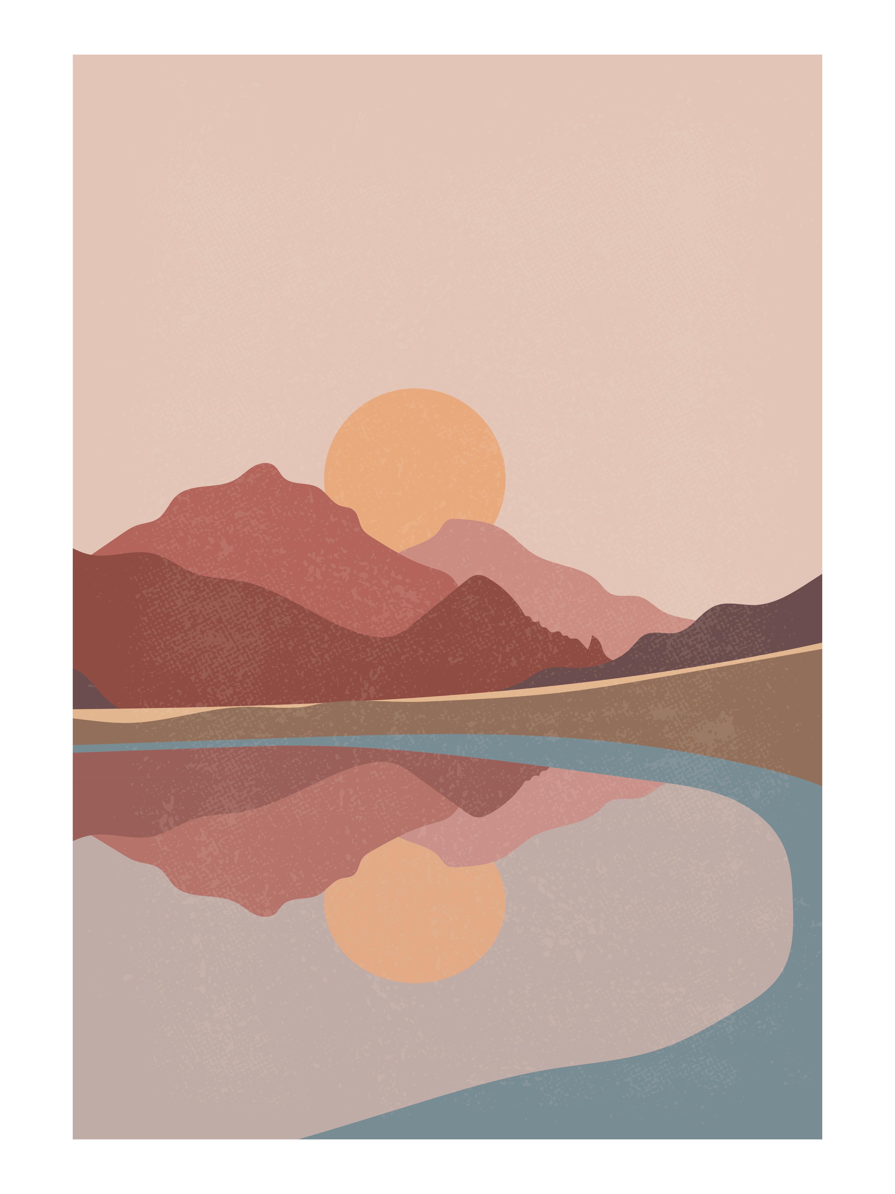 Lámina Naturaleza rectangular de 40 x 30 cm. Papel Atardecer multicolor - 7