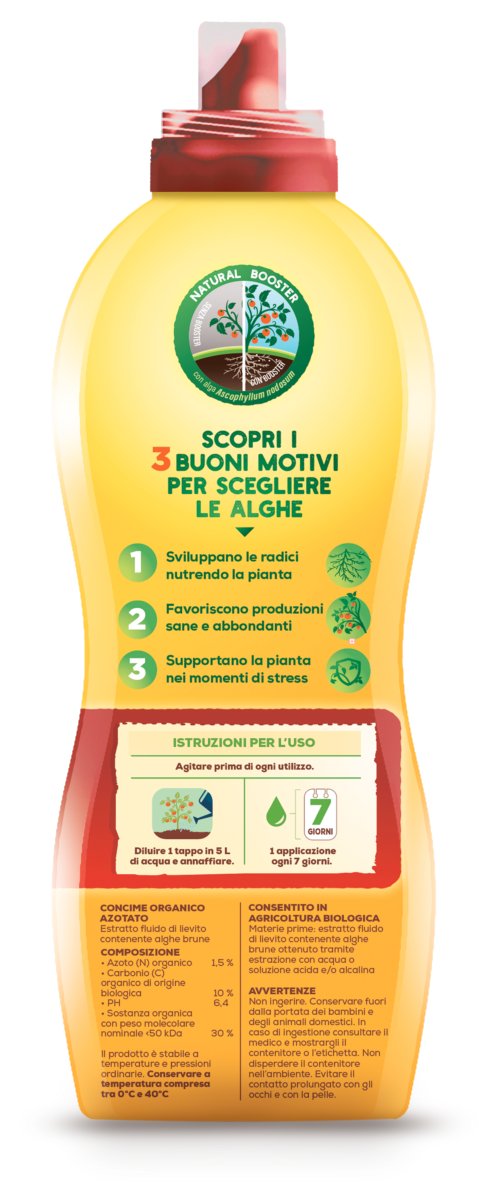 Concime liquido SOLABIOL per piante aromatiche, peperoncino, pianta di fragole, agrumi, orto, albero da frutto Algasan BIO 1.2 L - 2
