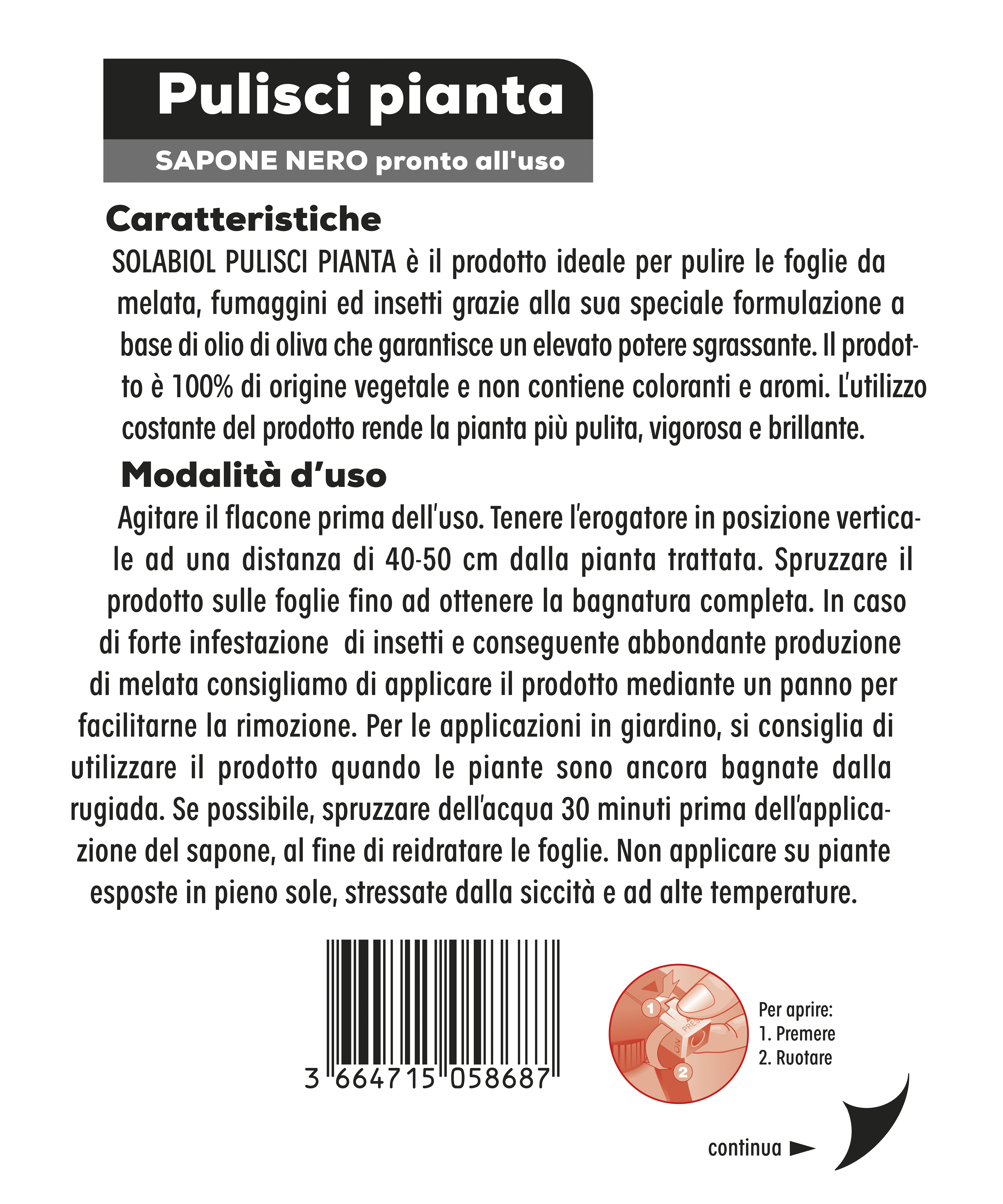 Insetticida fungicida SOLABIOL Sapone Nero Lavamelata liquido Pronto Uso - 2