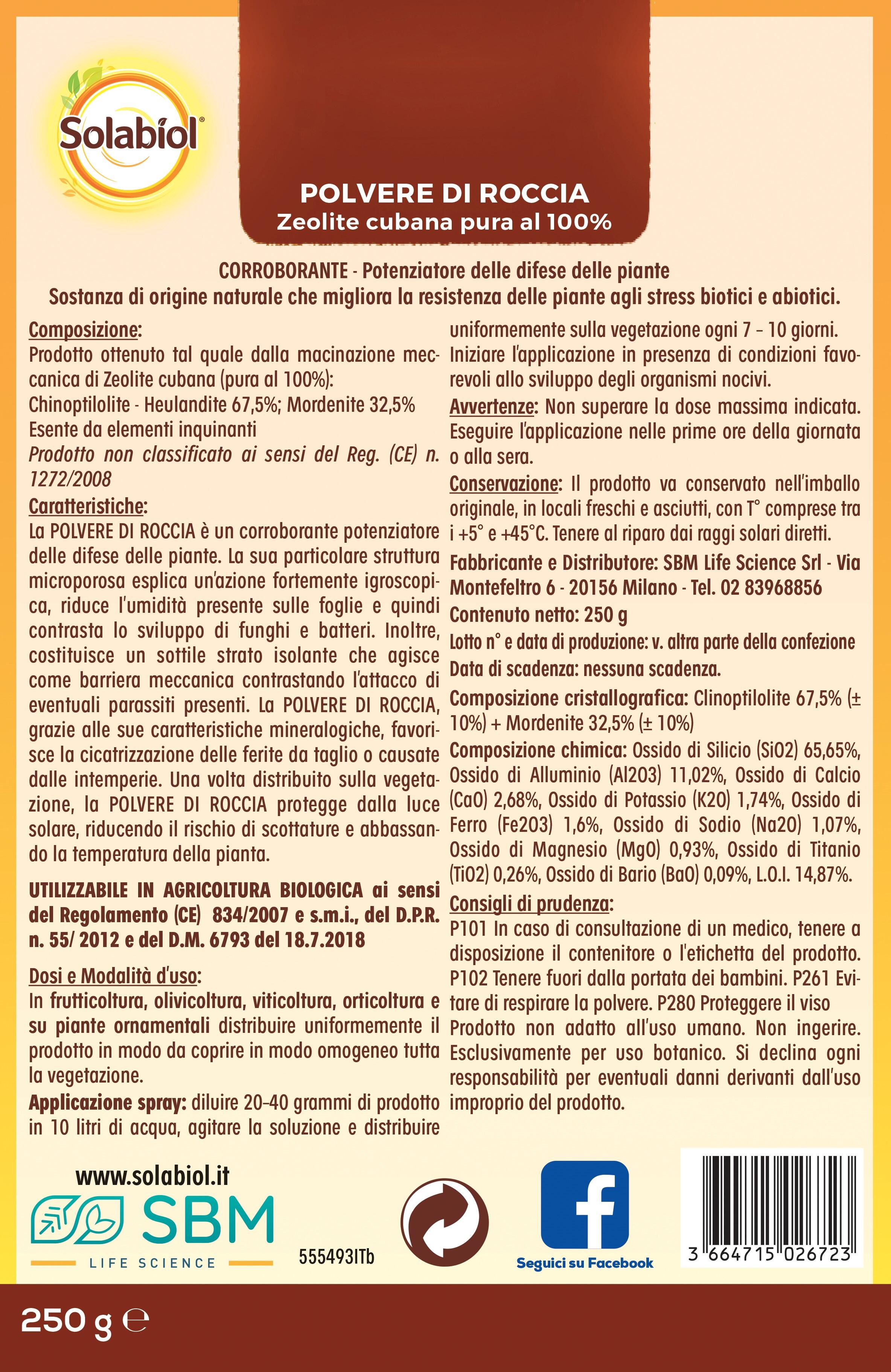 Insetticida fungicida SOLABIOL Zeolite Cubana Polvere da diluire - 3