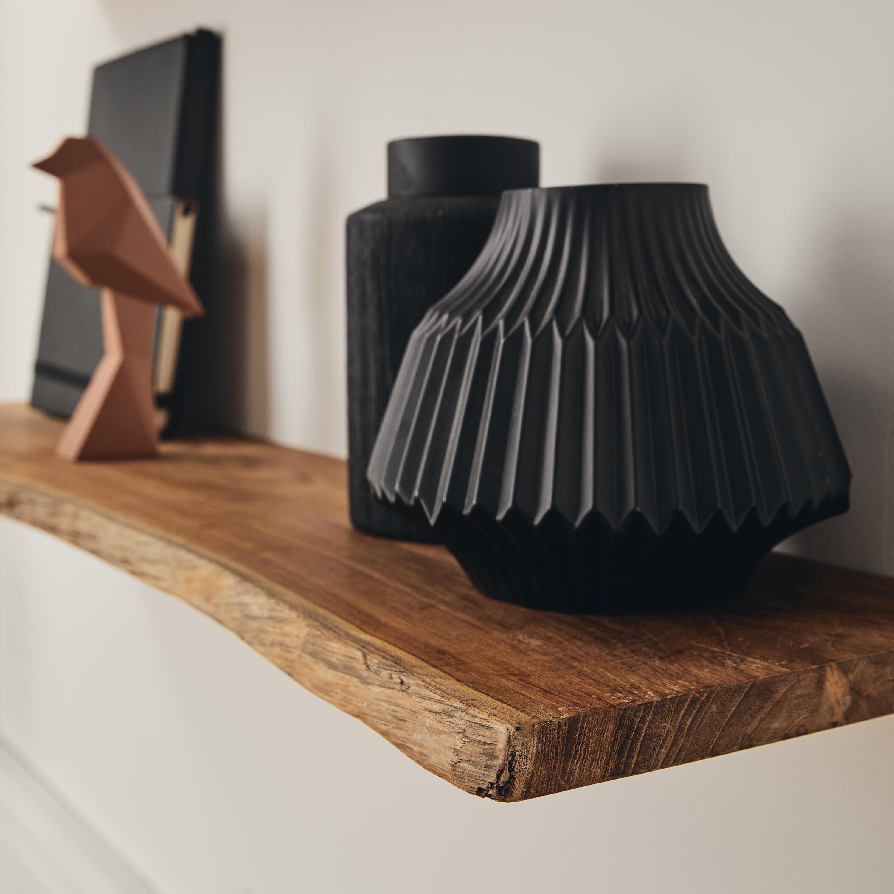 Tablette bois massif teck huilé, L.120 x l.18 cm, Ep.18 mm - 5