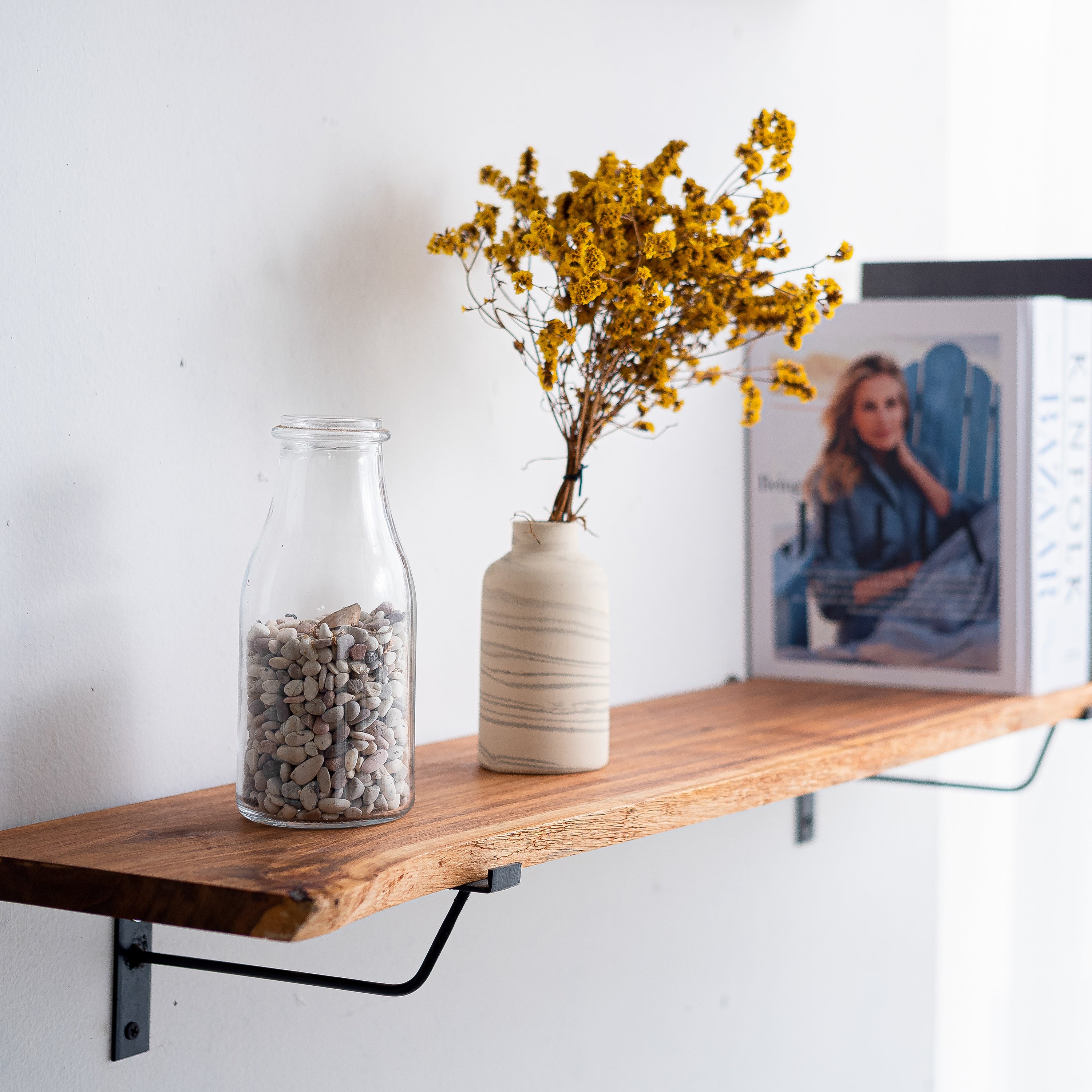 Tablette acacia massif huilé, L.60 x l.18 cm, Ep.18 mm - 2