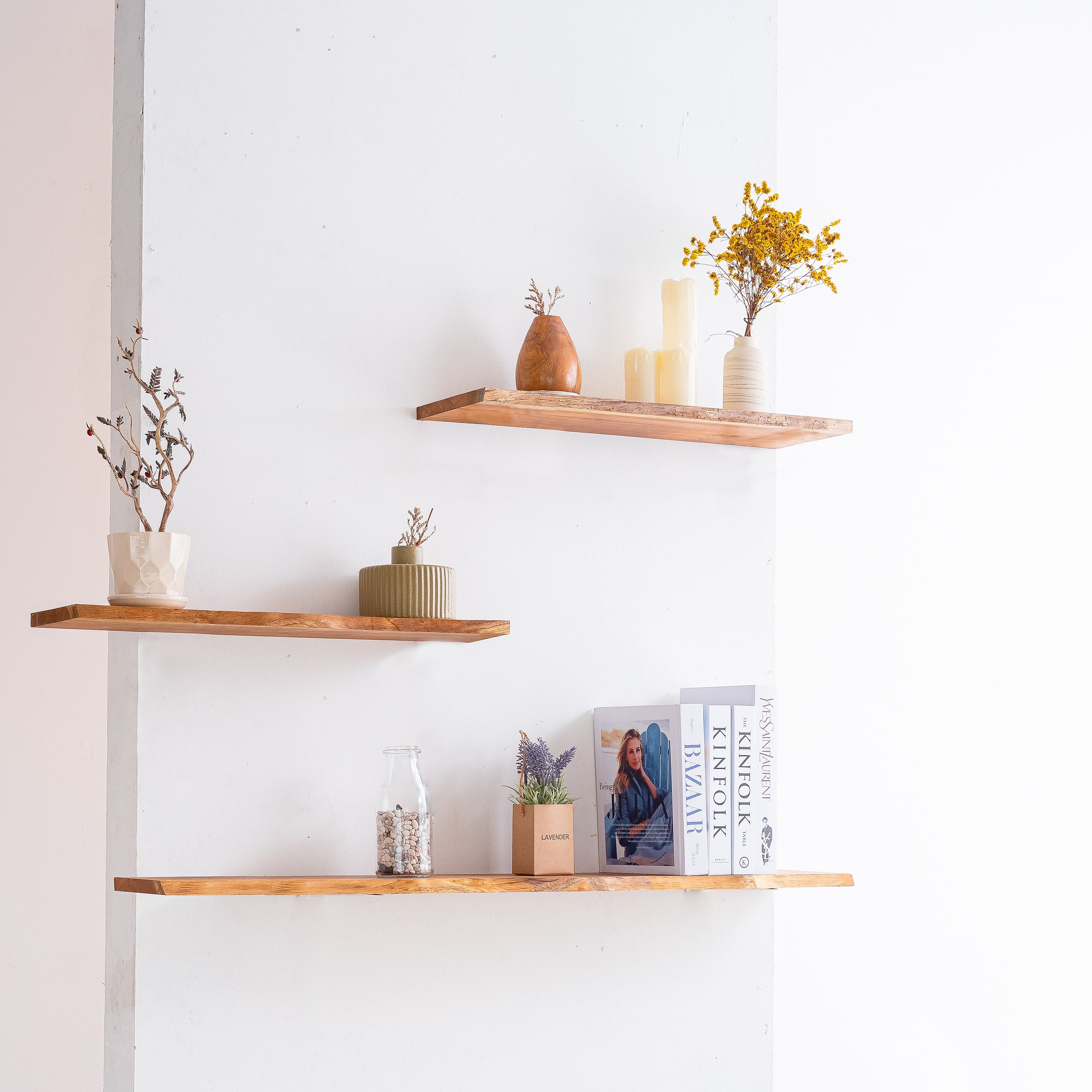 Tablette acacia massif huilé, L.60 x l.18 cm, Ep.18 mm - 3