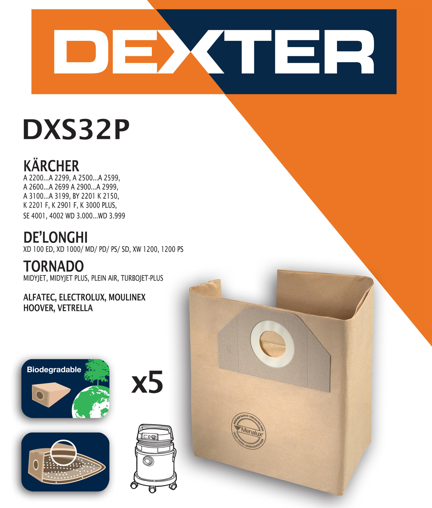 Lot de 5 sacs papier Dxs32p DEXTER - 5