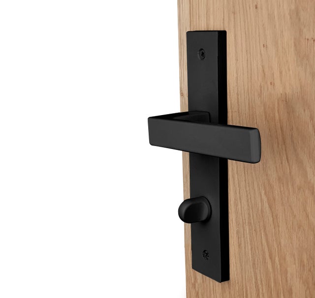 2 poignées sur plaque à condamnation Abby aluminium noir mat, entraxe 165 mm