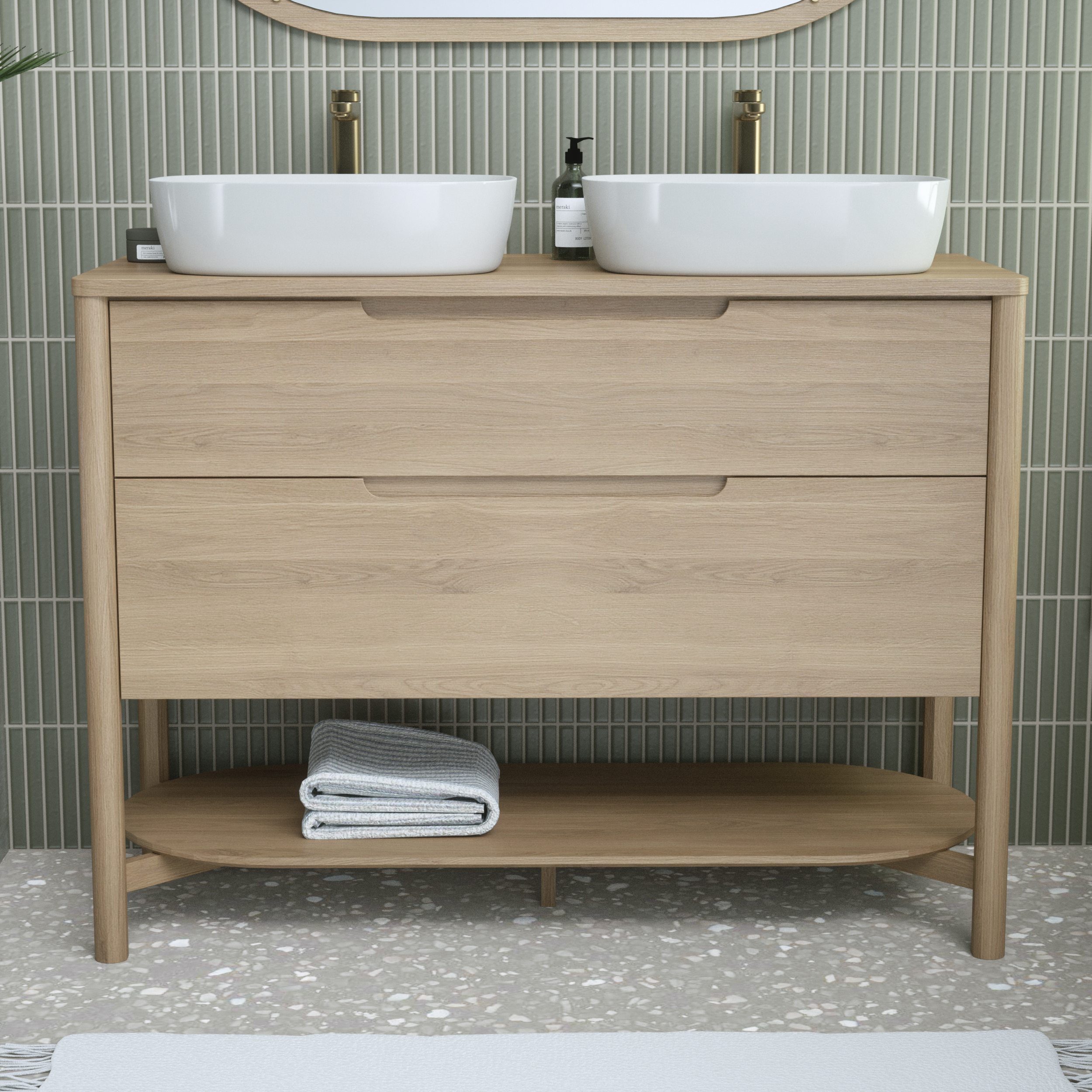 Plan de toilette aggloméré plaqué chêne Ep.2.2 x l.121 x P.52 cm Boho/oslo - 2