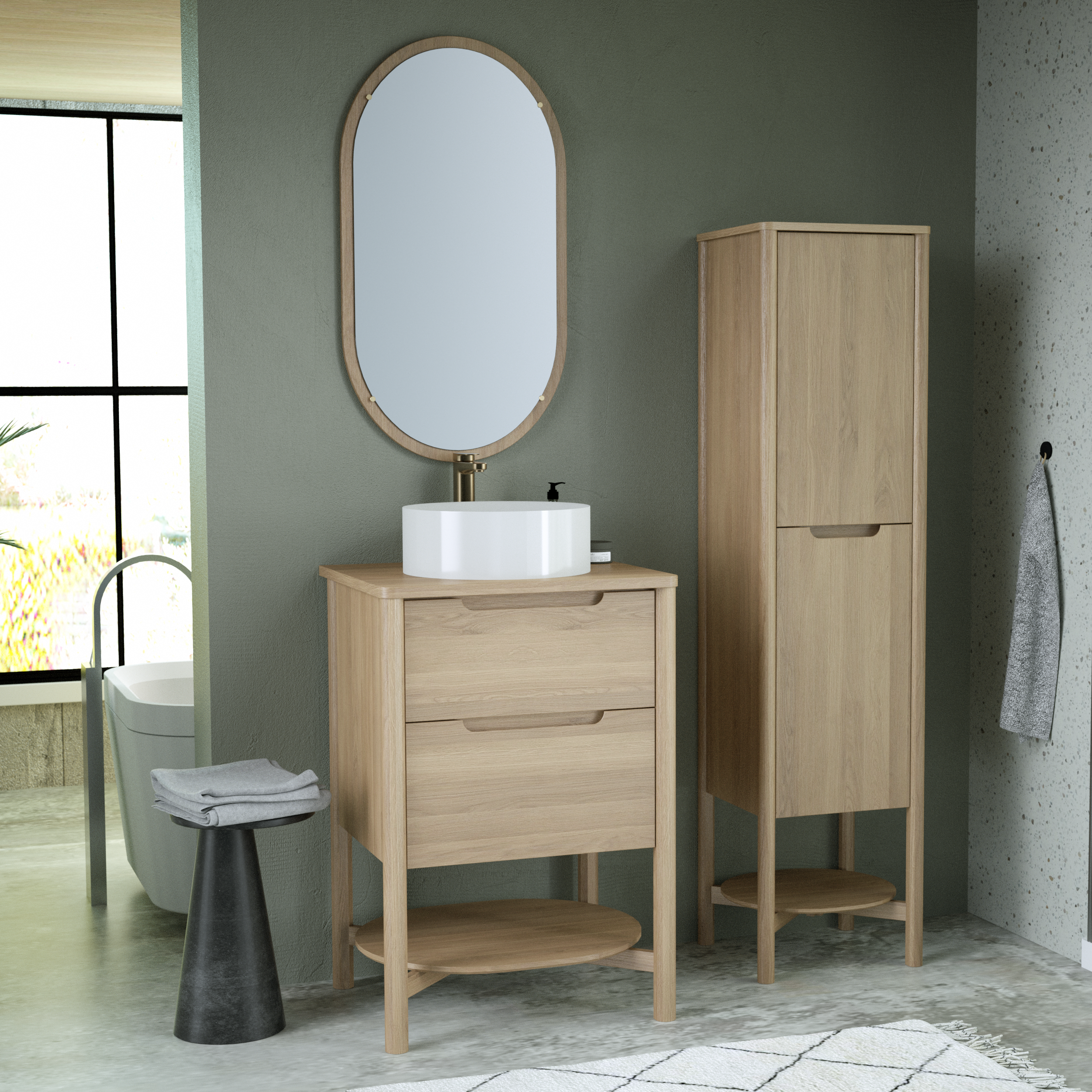 Plan de toilette aggloméré plaqué chêne Ep.2.2 x l.61 x P.52 cm Boho/oslo - 4
