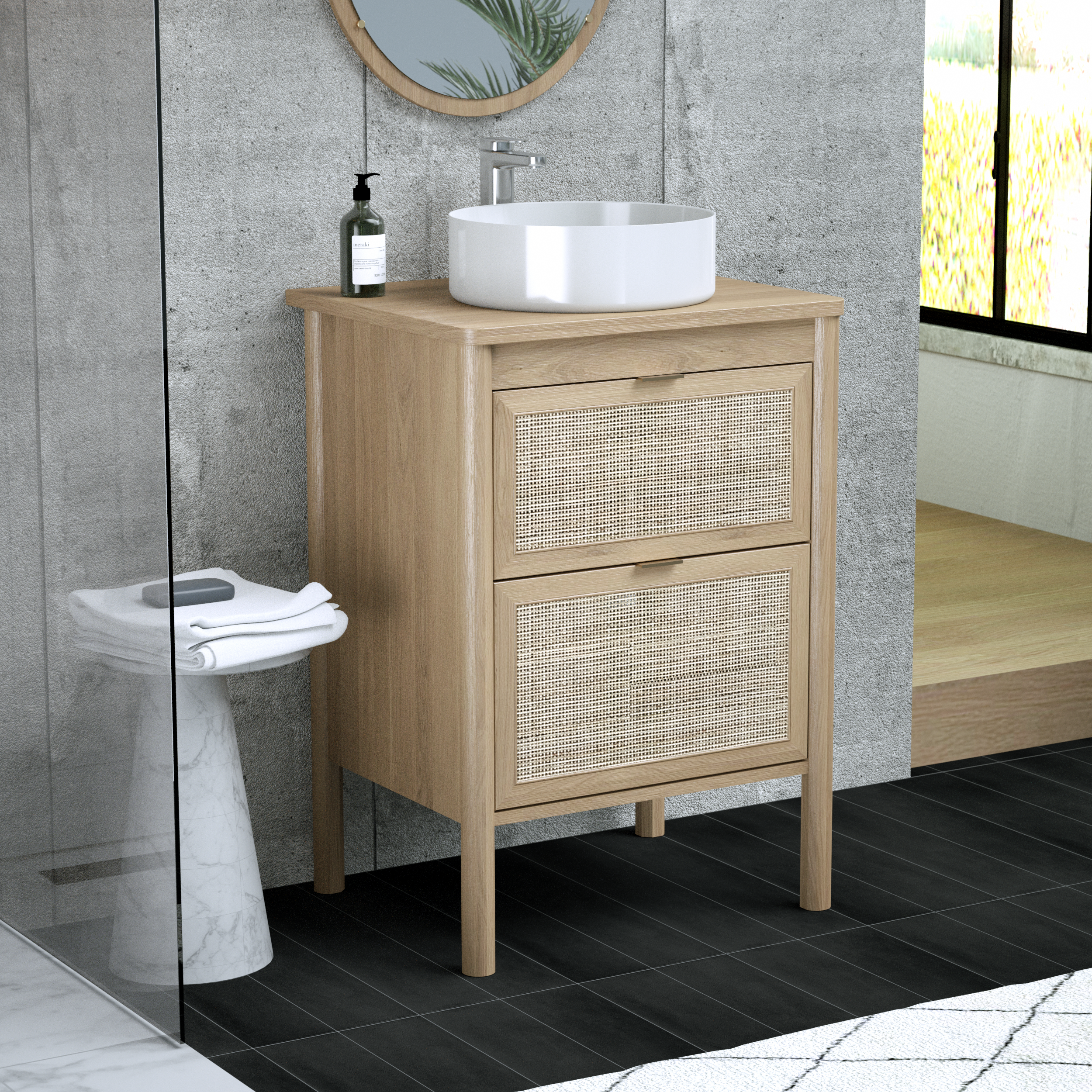 Plan de toilette aggloméré plaqué chêne Ep.2.2 x l.61 x P.52 cm Boho/oslo - 3