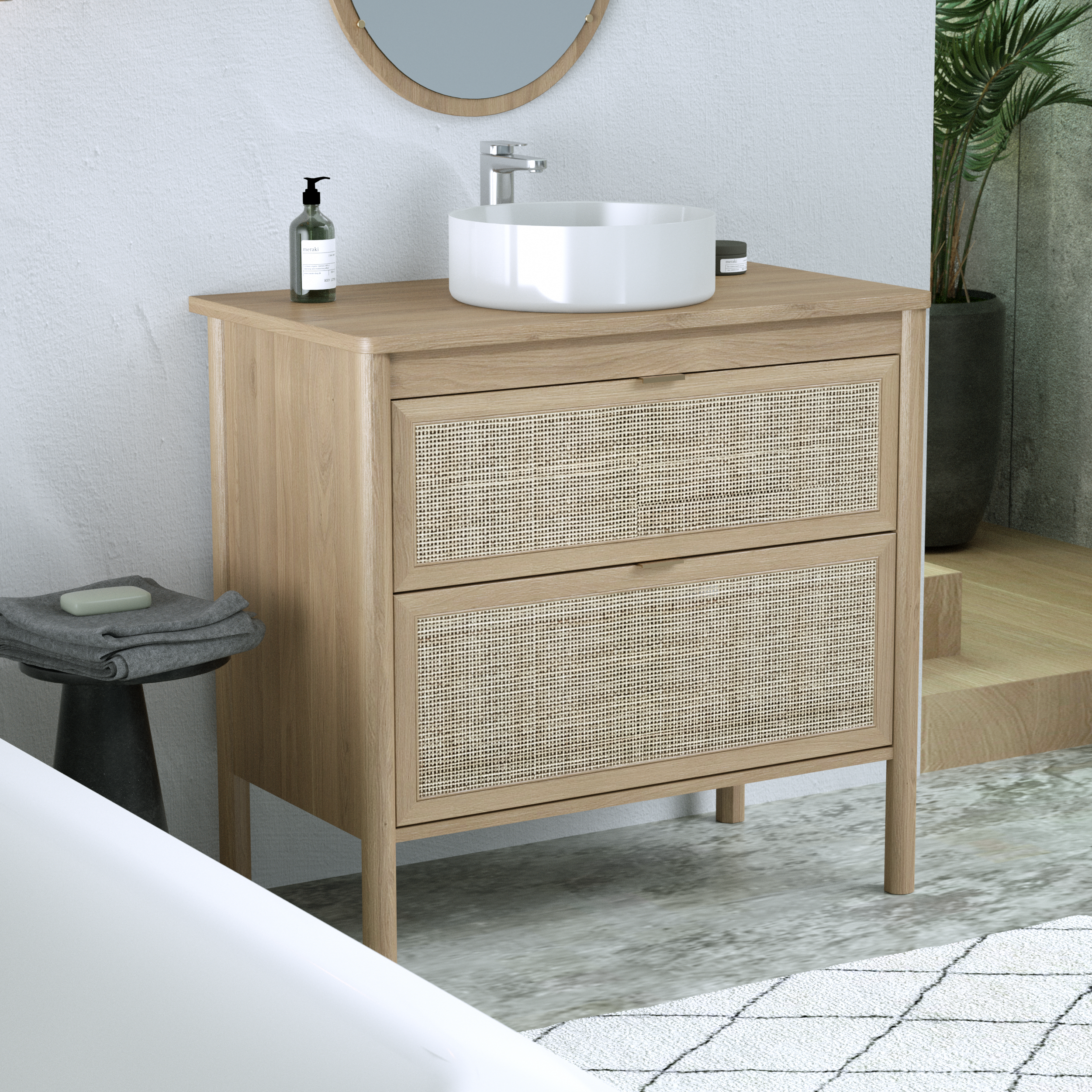 Plan de toilette aggloméré plaqué chêne Ep.2.2 x l.91 x P.52 cm Boho/oslo - 4