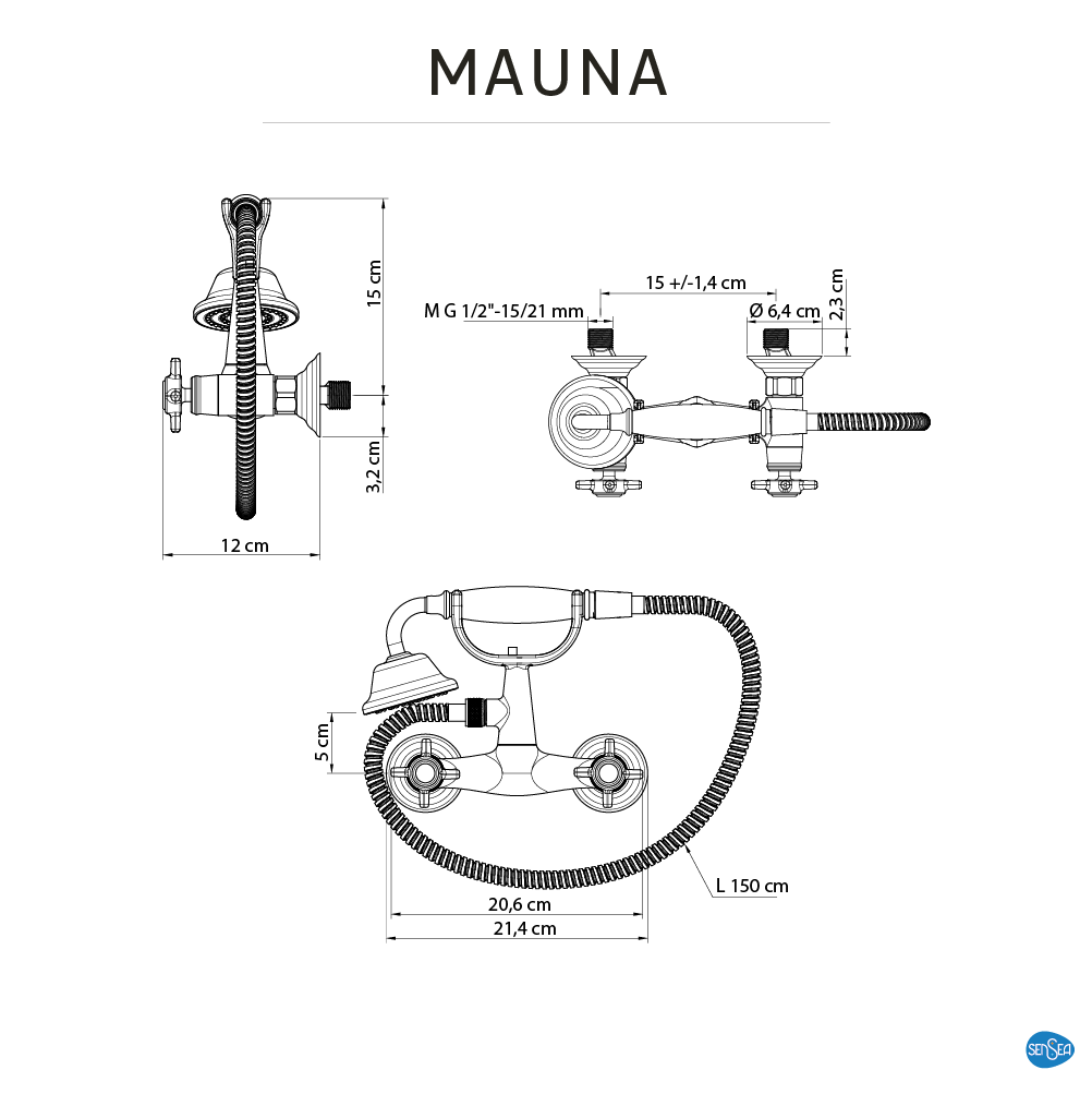Grifo de ducha bimando SENSEA Mauna cromo brillo Latón - 4
