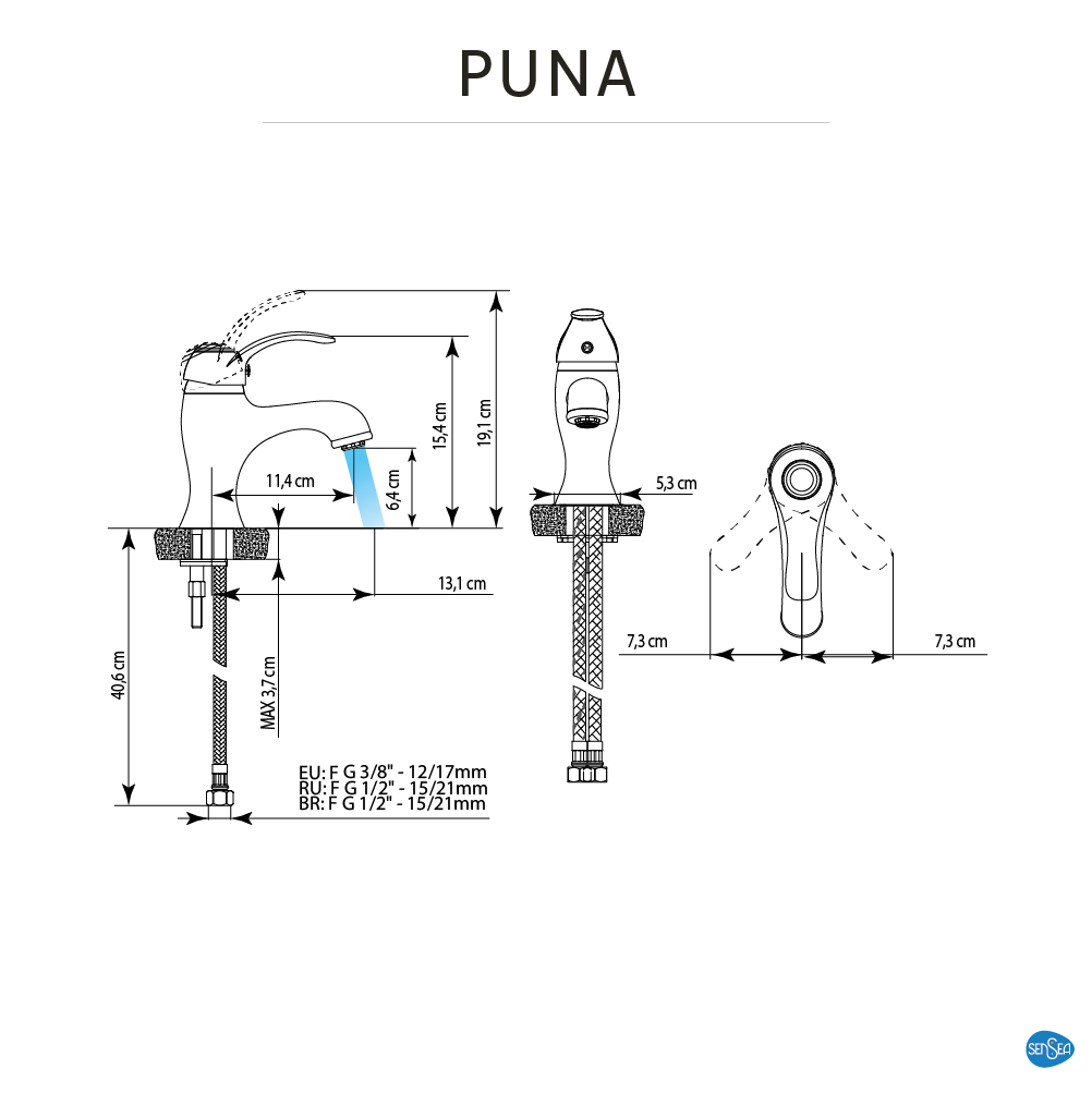 Grifo de lavabo SENSEA Puna monomando cromo brillo. Antical. Latón - 4