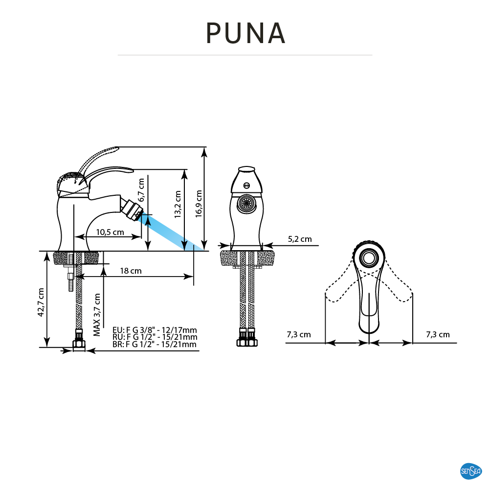 Grifo monomando de bidé SENSEA Puna cromo brillo. Antical. Latón - 4