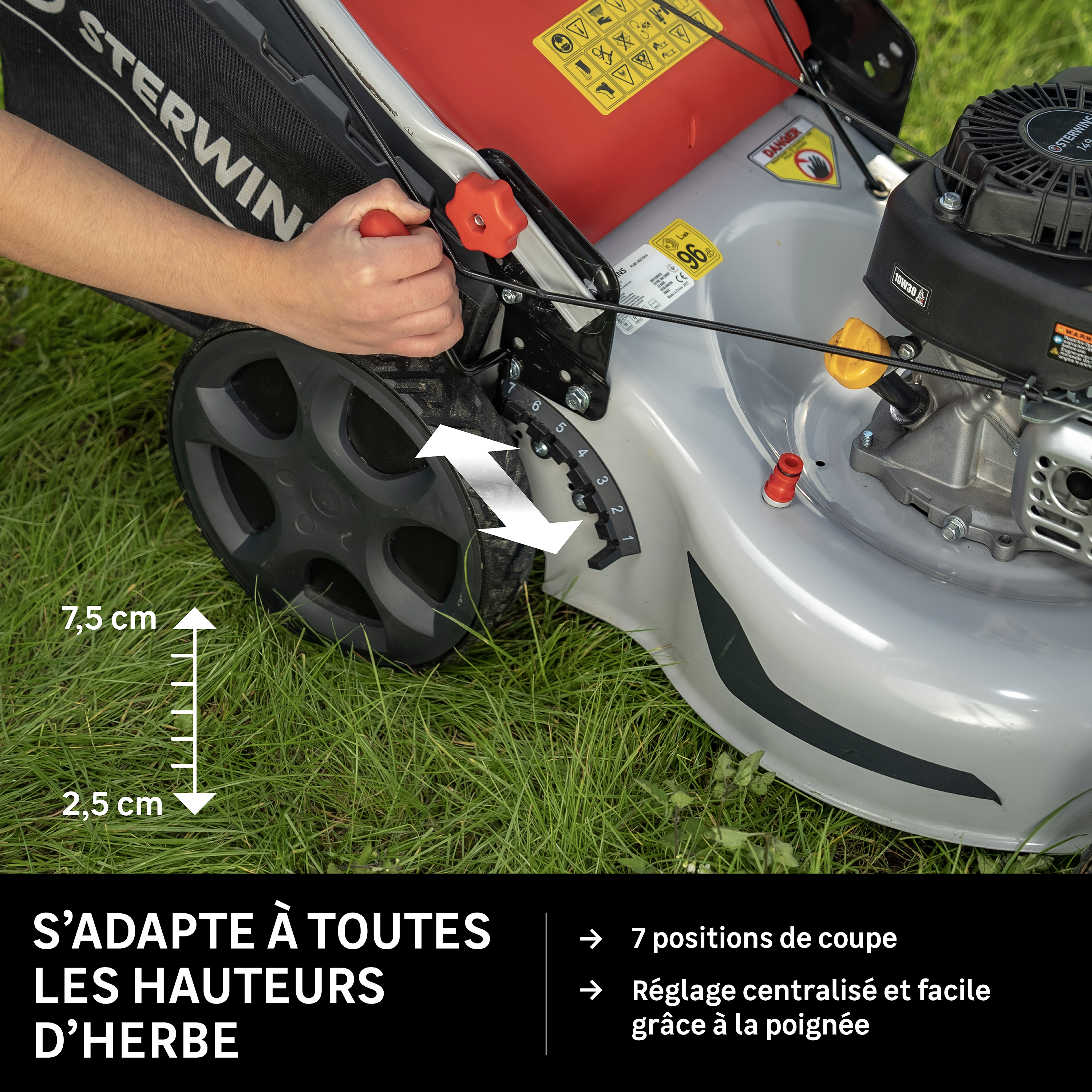 Tondeuse thermique STERWINS , 149 cm³, l.46 cm - 5