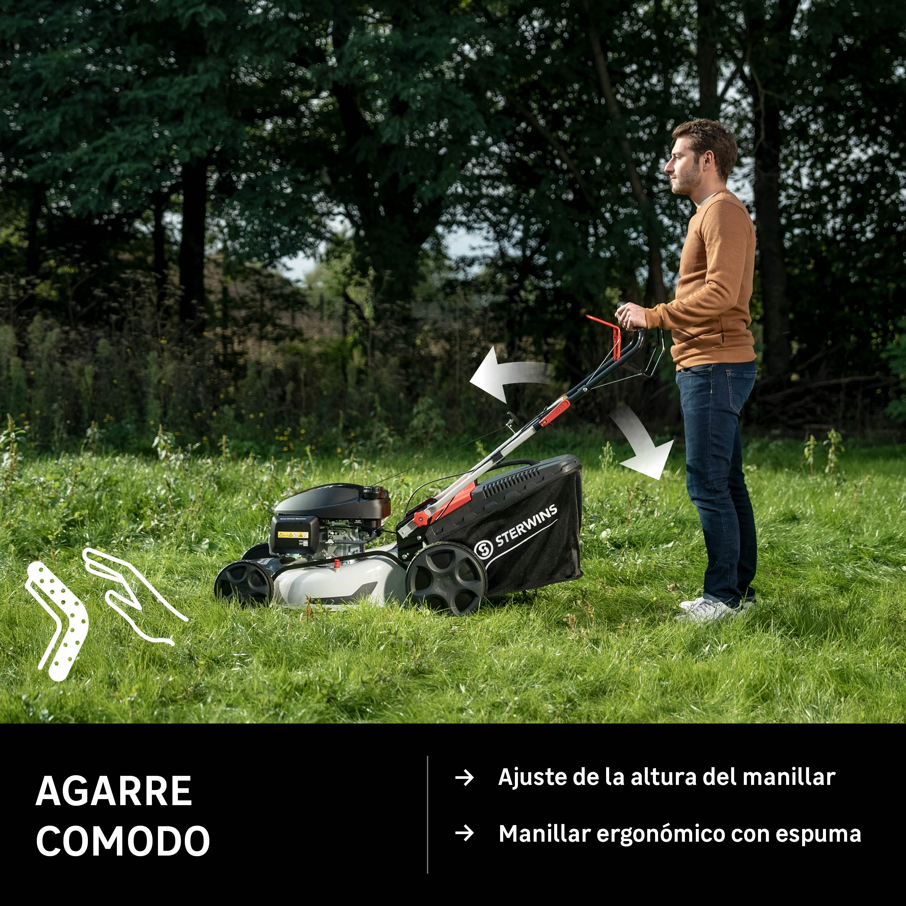 Cortacésped gasolina STERWINS PLM1-51H170.6 167cc 51 cm ancho de corte autopropulsado - 7