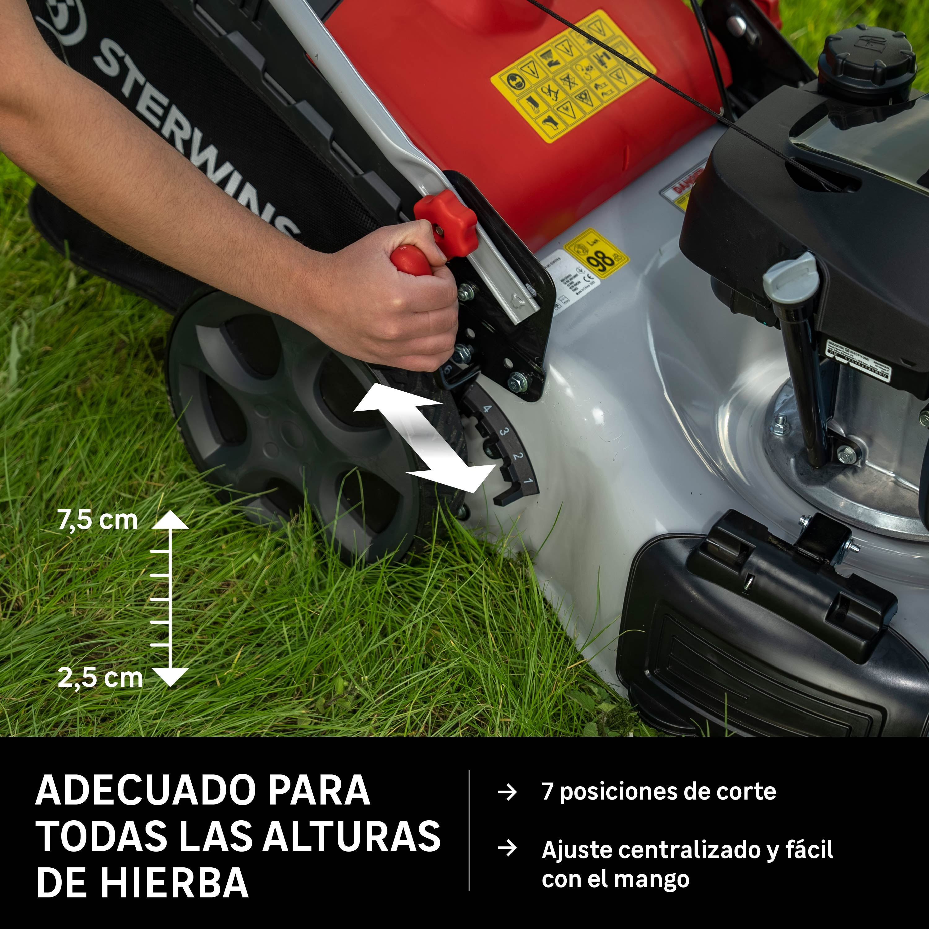 Cortacésped gasolina STERWINS PLM1-51H170.6 167cc 51 cm ancho de corte autopropulsado - 6