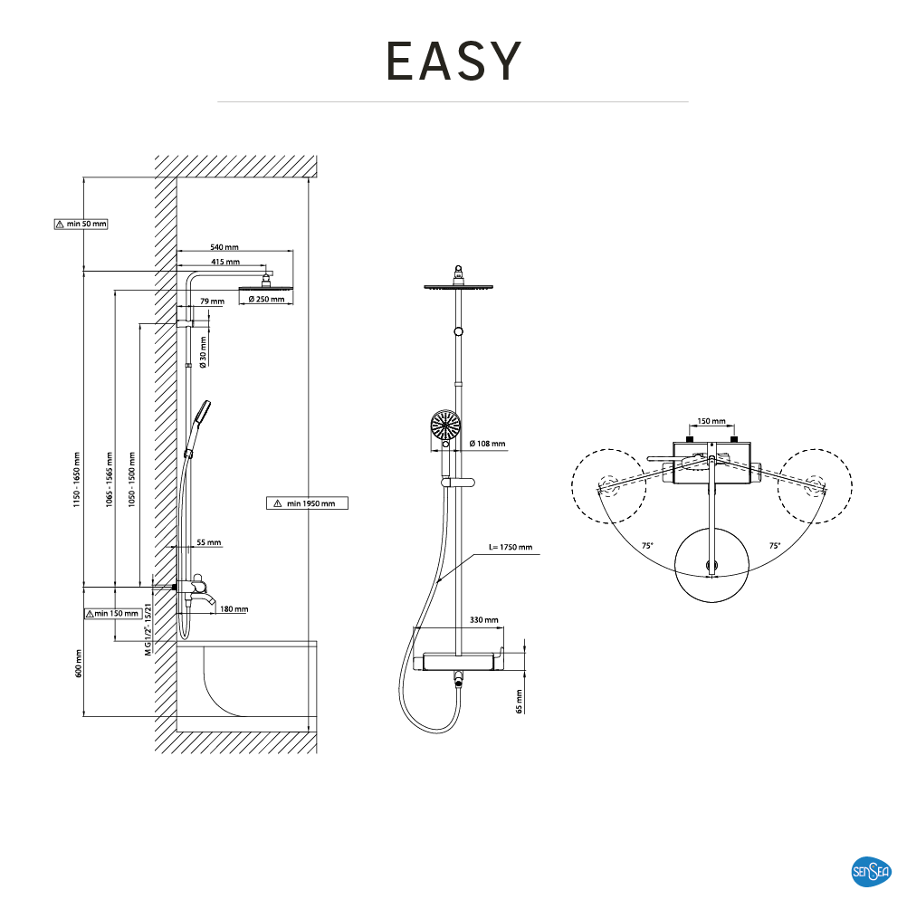 Conjunto de banheira com torneira cromado sensea easy - 6