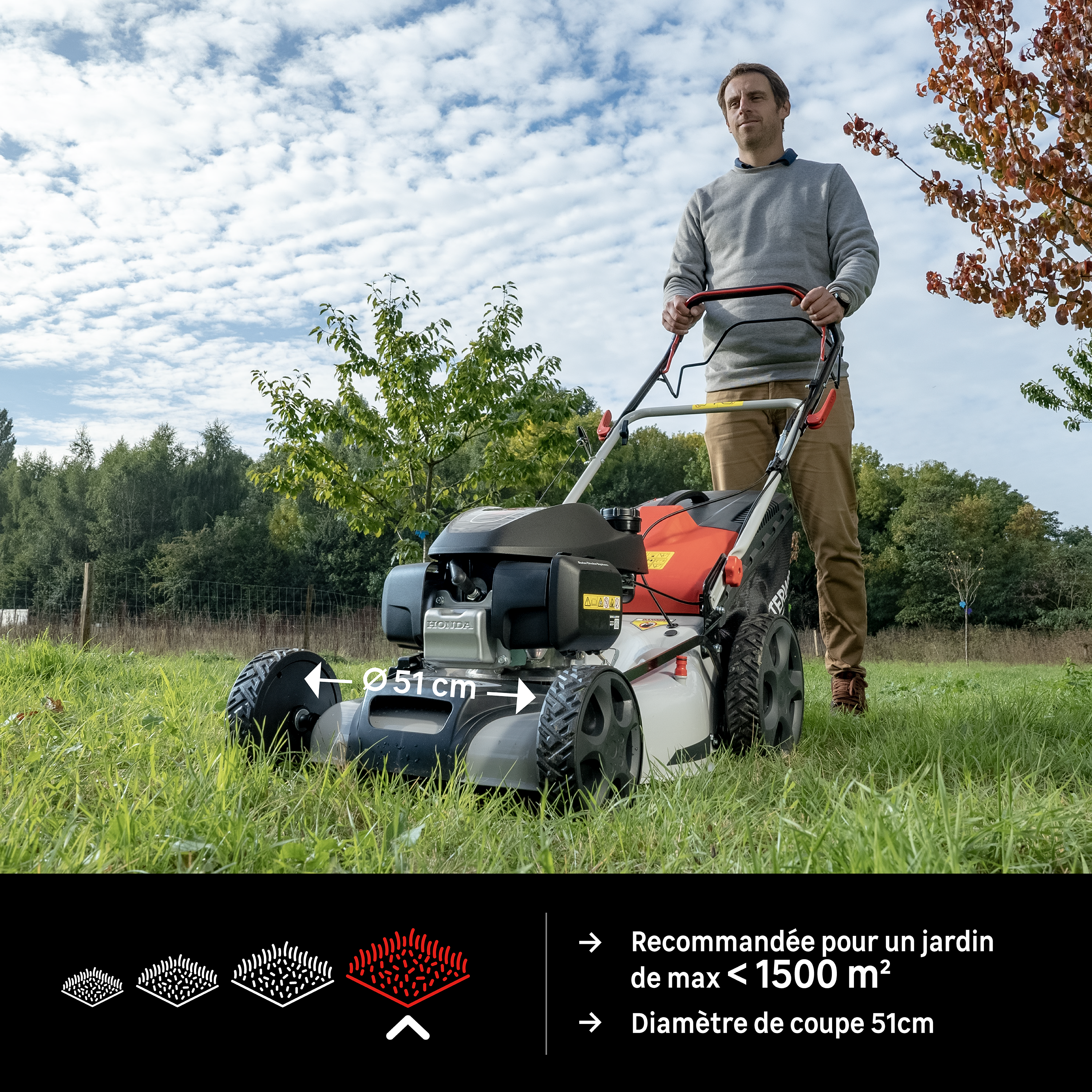 Tondeuse thermique STERWINS , 167 cm³, l.51 cm - 2