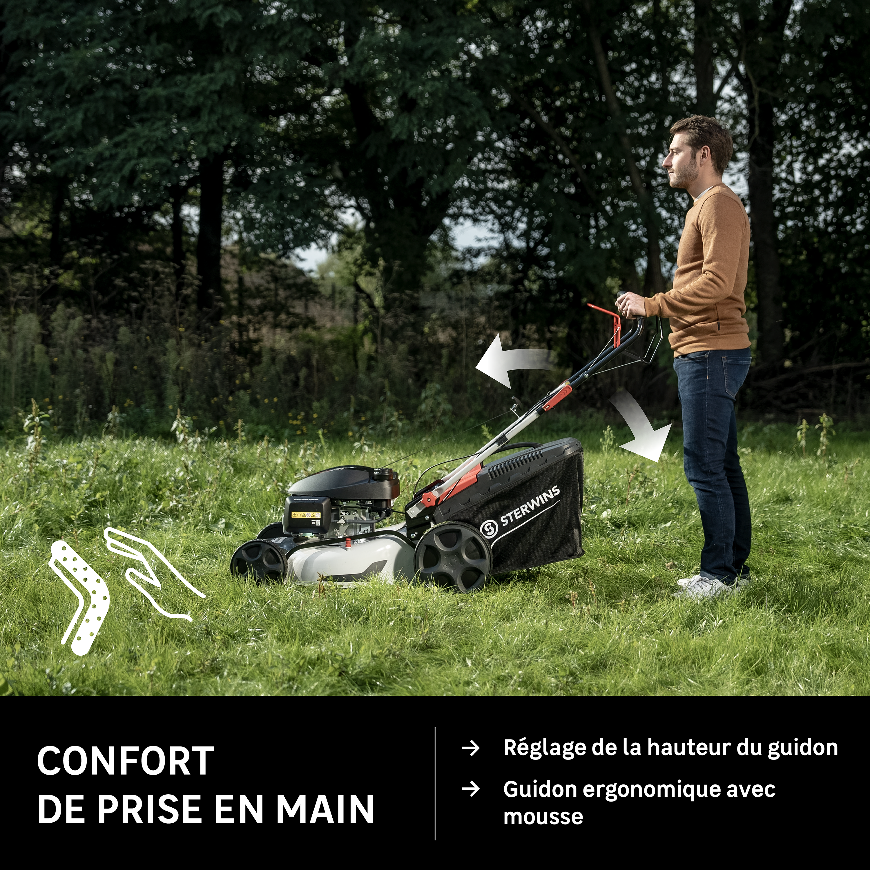 Tondeuse thermique STERWINS , 167 cm³, l.51 cm - 4
