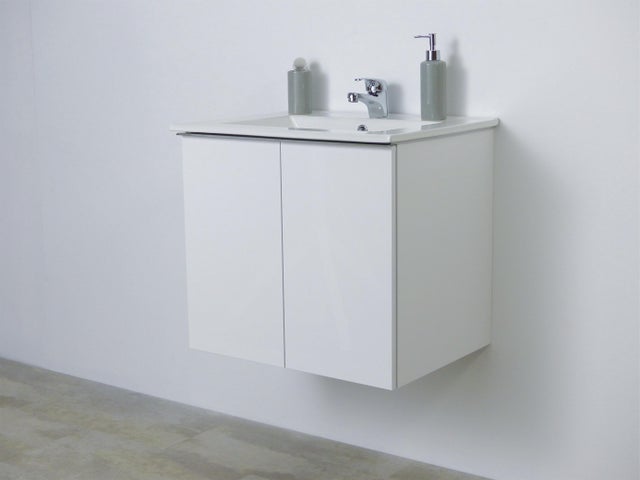 Meuble simple vasque l.60 x H.53 x P.44.1 cm, blanc, Essential
