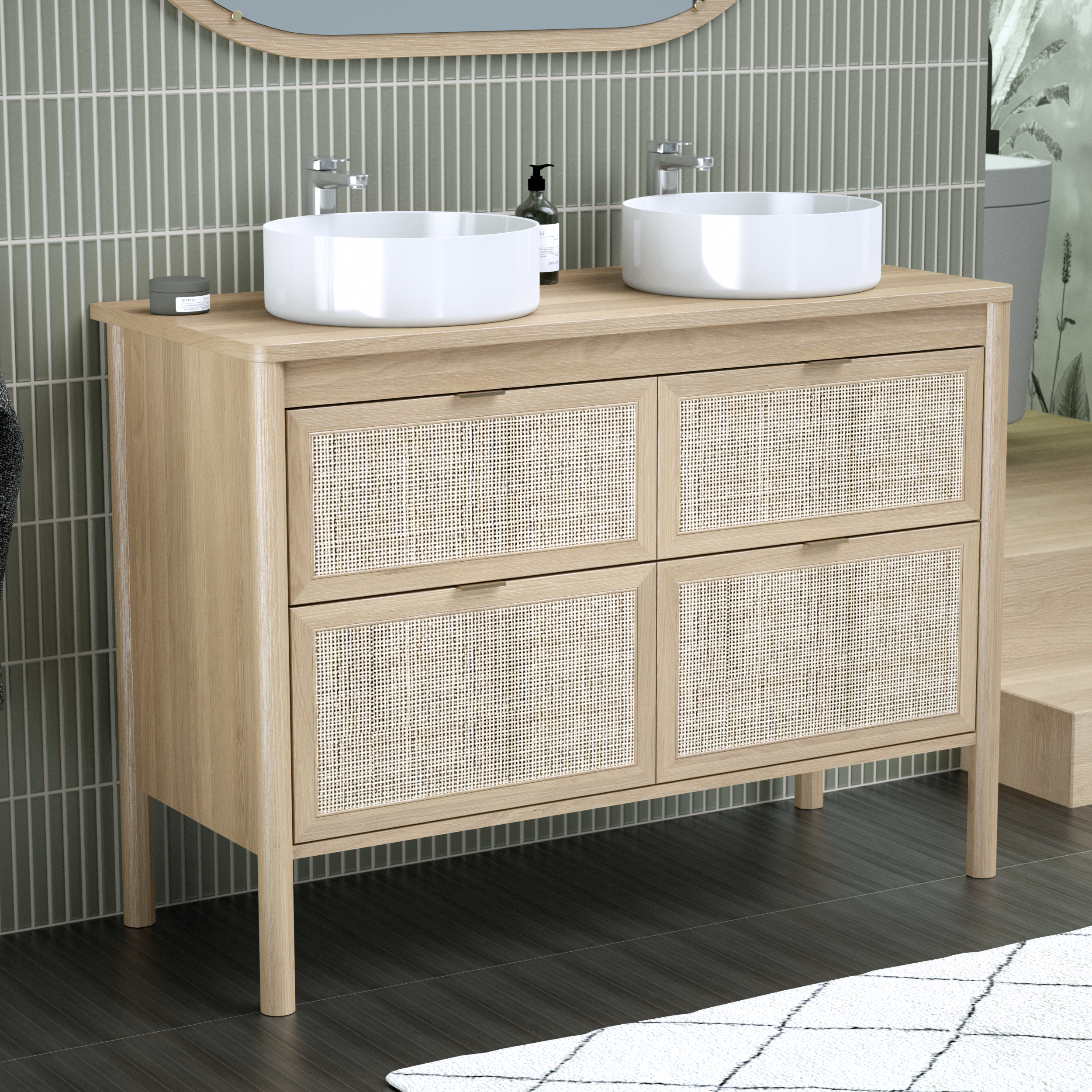 Plan de toilette aggloméré plaqué chêne Ep.2.2 x l.121 x P.52 cm Boho/oslo - 3