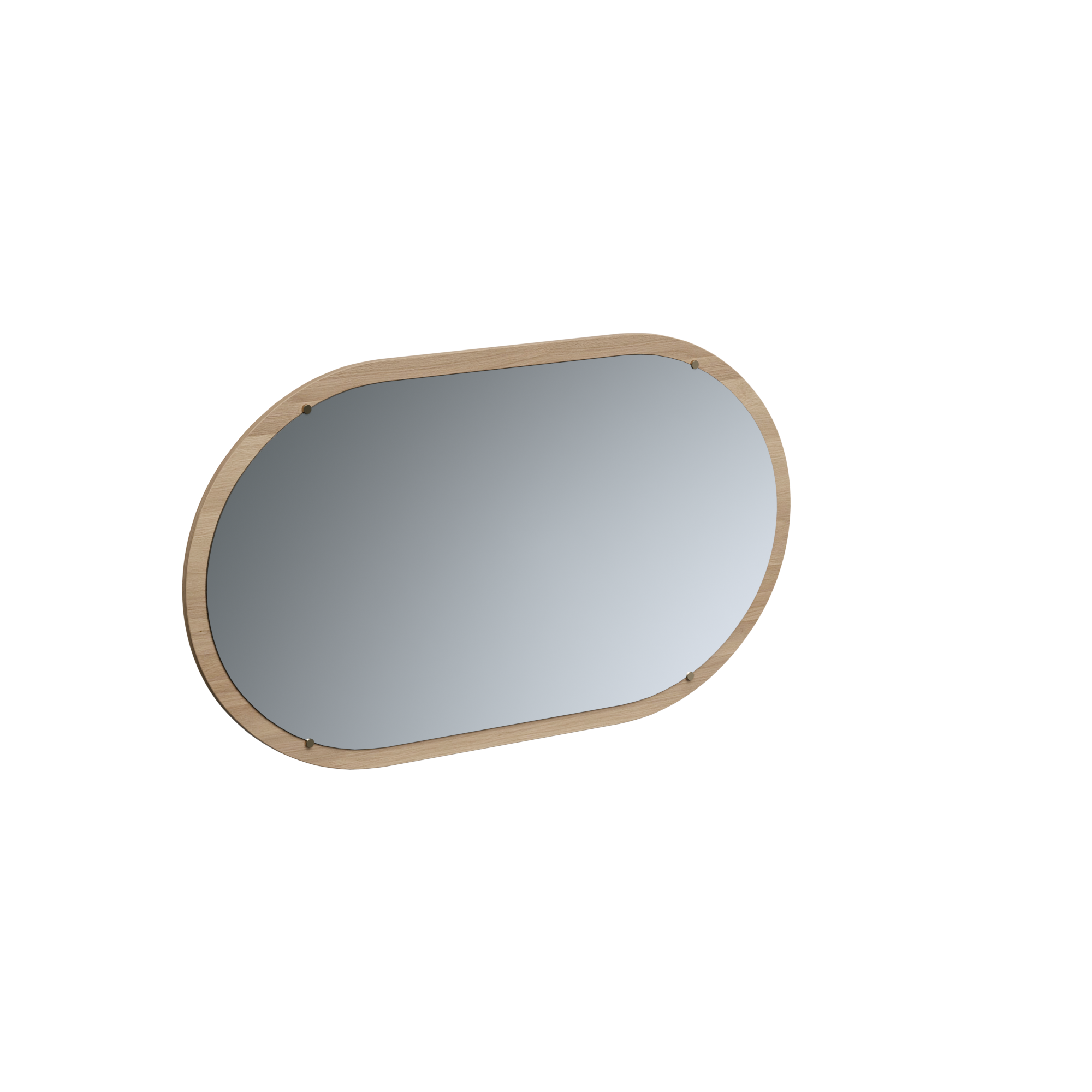 Miroir ovale panneau de fibres de bois recouvert beige Boho/oslo, l.120 x H.65 c - 2