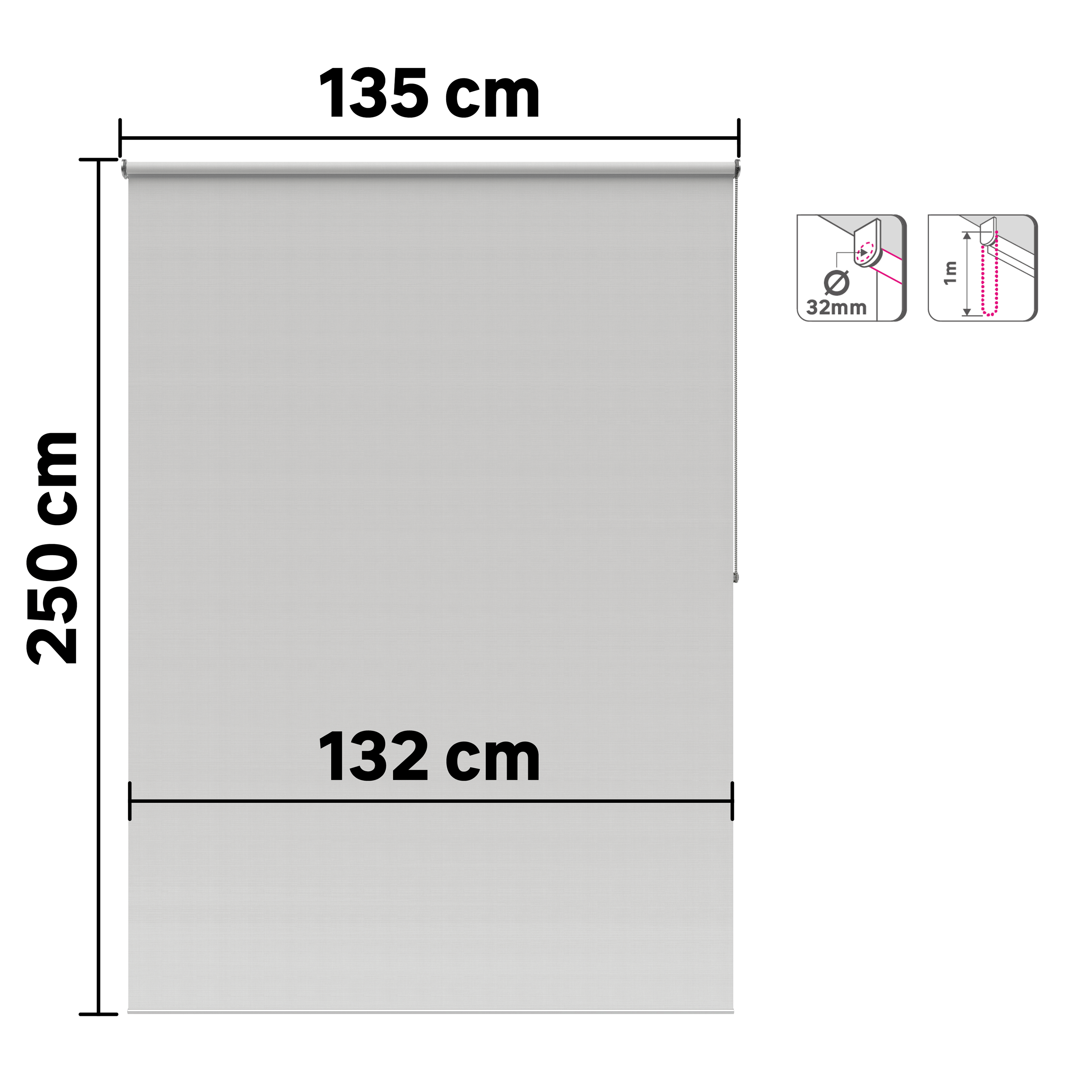 Estor enrollable translúcido  con cadena Samba poliéster liso gris ash INSPIRE de 135x250cm - 2