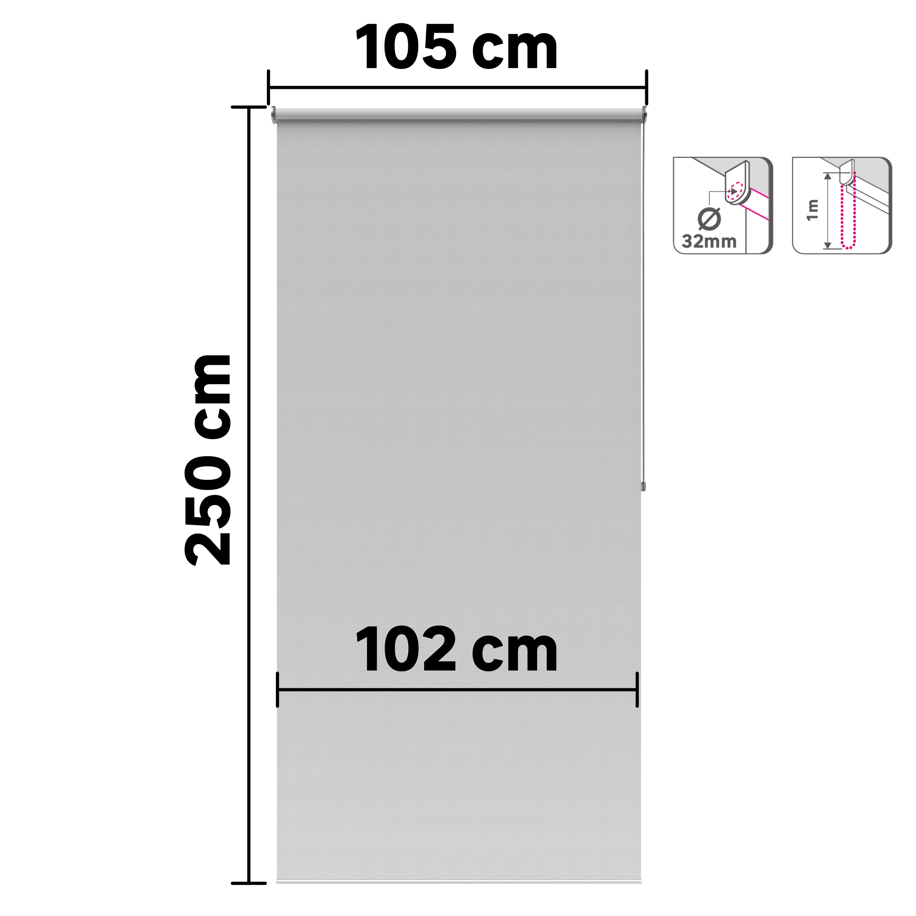 Store enrouleur tamisant Samba gris clair, l.105 x H.250 cm, INSPIRE - 3