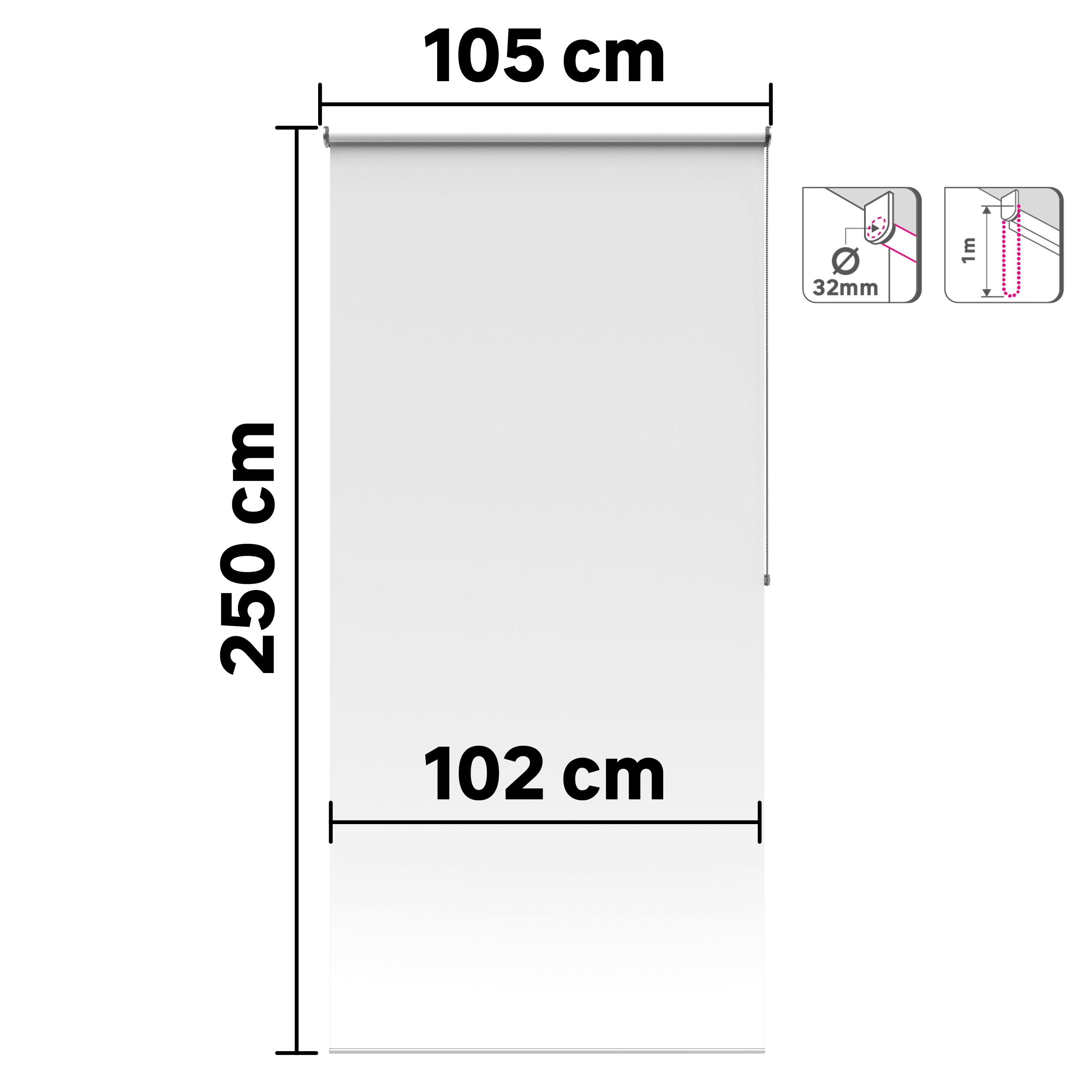 Store enrouleur tamisant Samba blanc, l.105 x H.250 cm, INSPIRE - 3