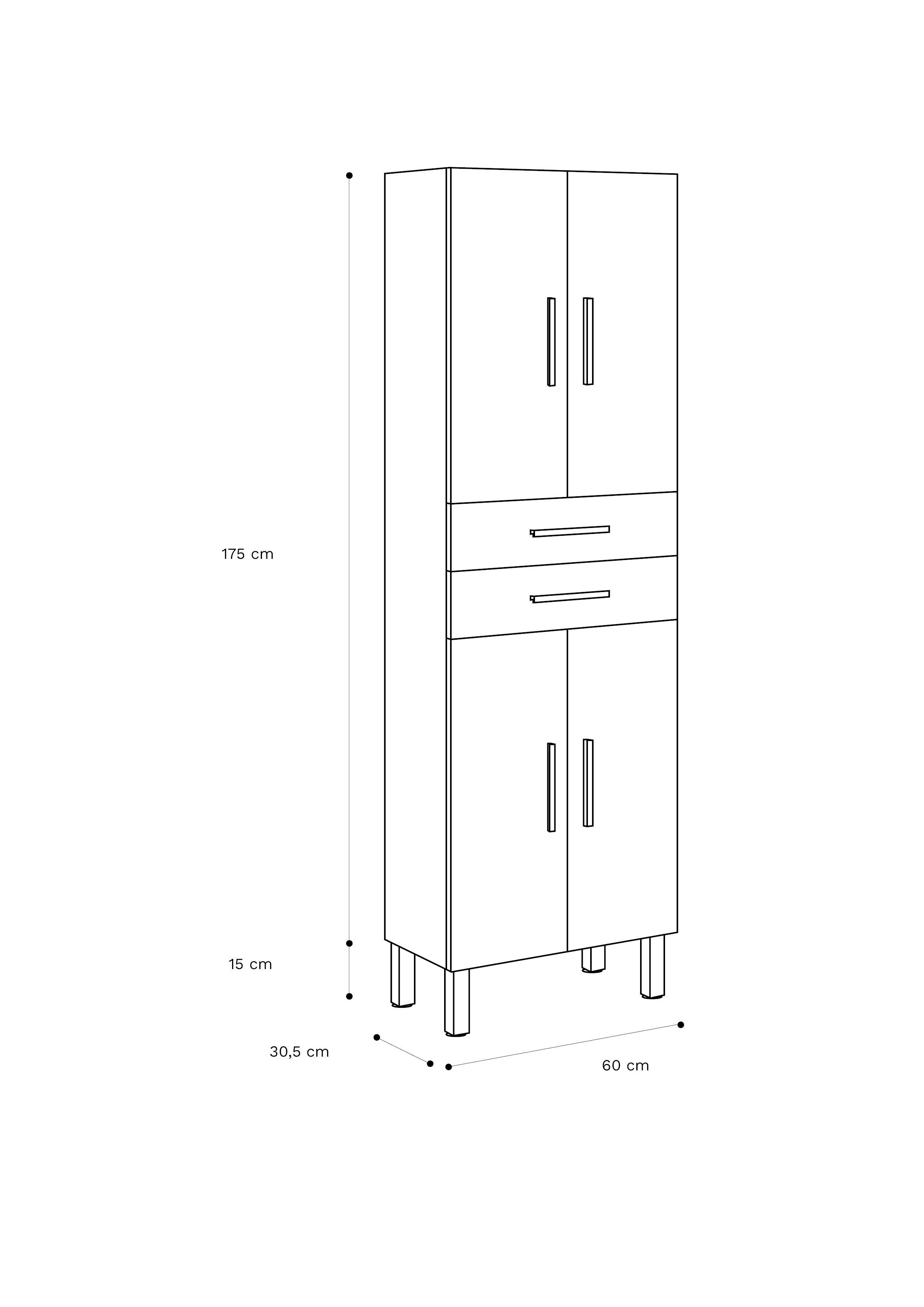 Columna de baño Madrid blanco 60x185x30.5 cm - 3