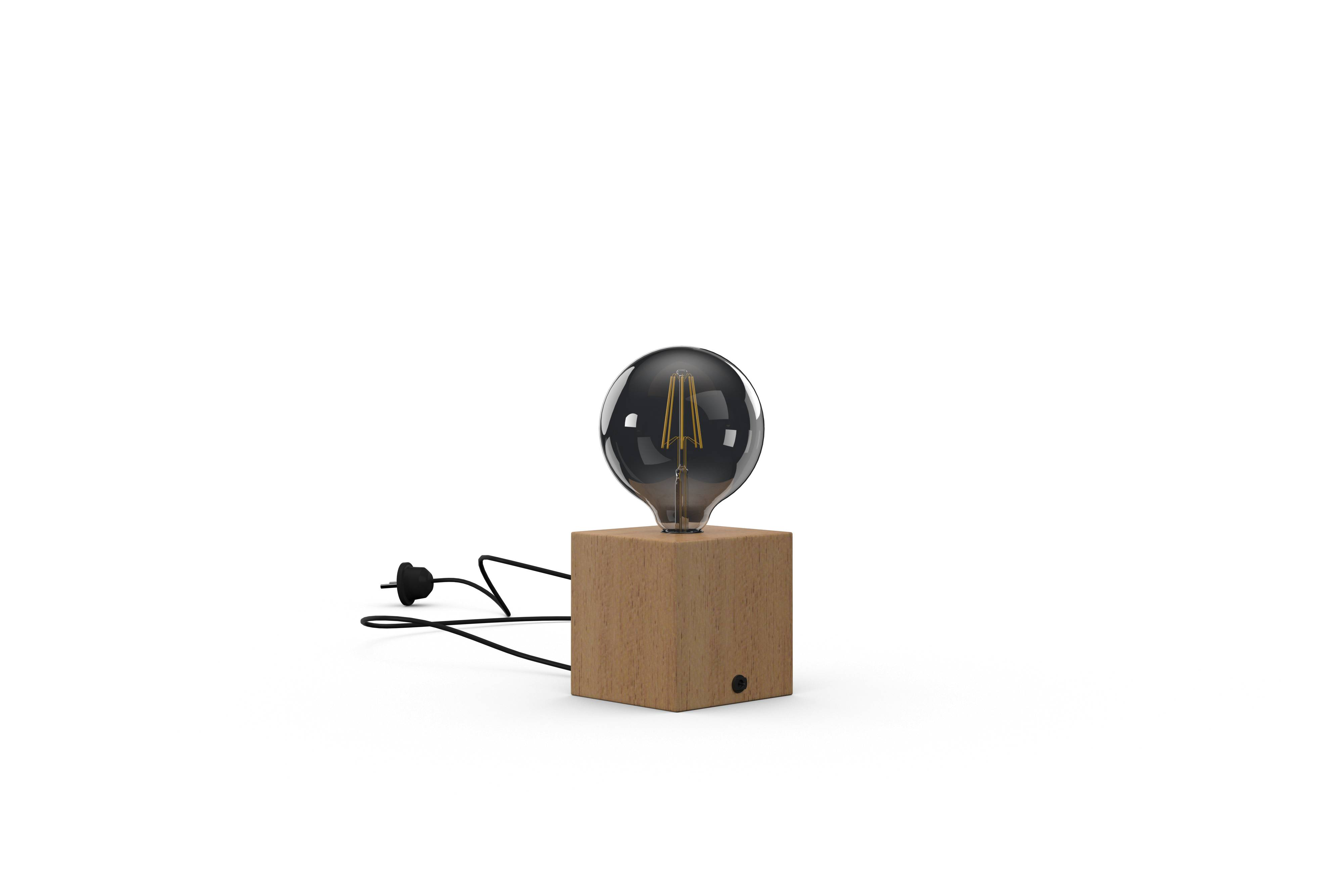 Lámpara de mesa compatible con casquillo E27 Booken INSPIRE con estructura madera beige pantalla beige de madera alimentación a red - 6