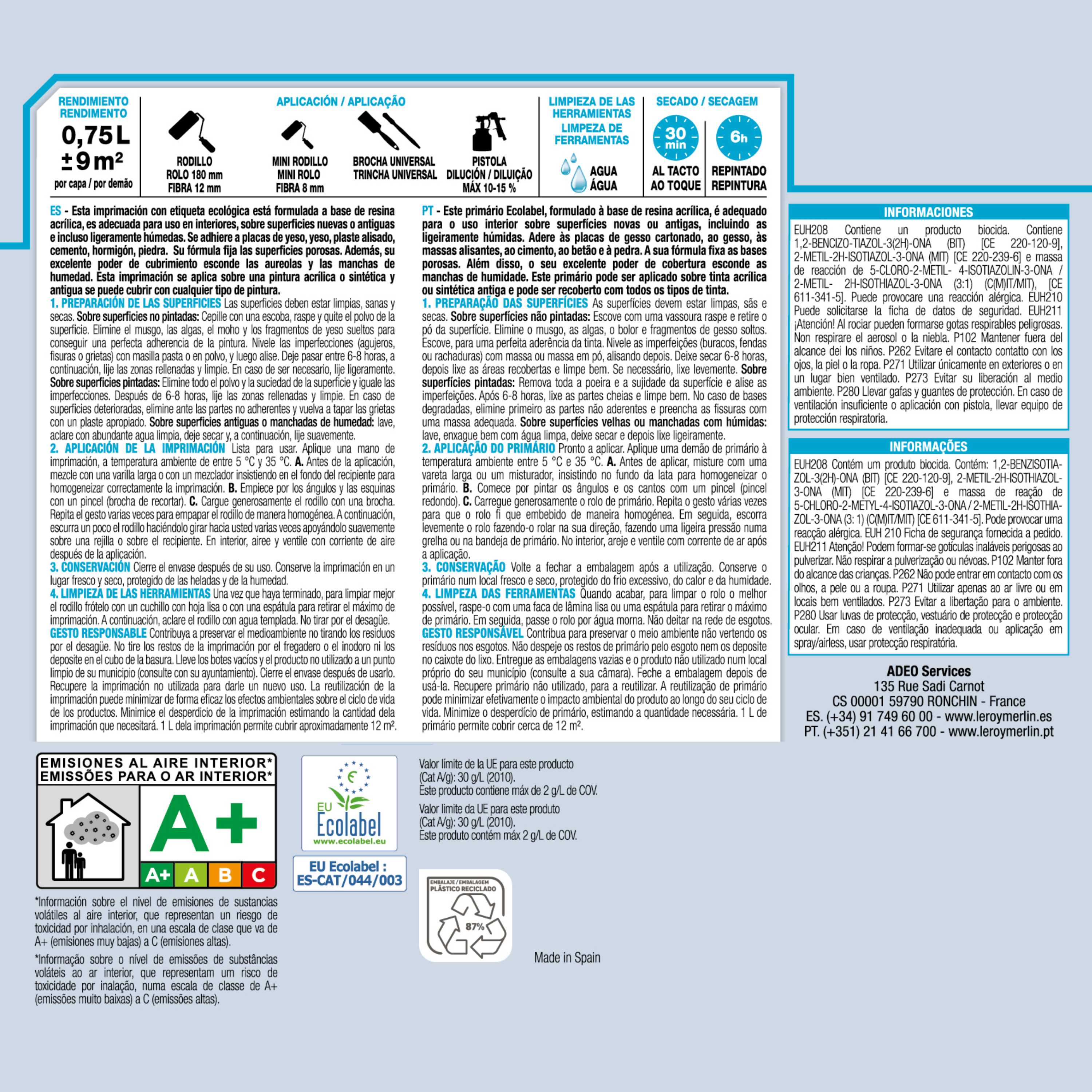 Imprimación anti humedad LUXENS 750ml blanco - 4