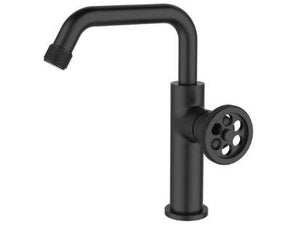 Mitigeur Lavabo Bas Noir Indus Essebagno - Robinet Salle De Bain Manette Rouge, Design Industriel Avec Vidage Pop-up