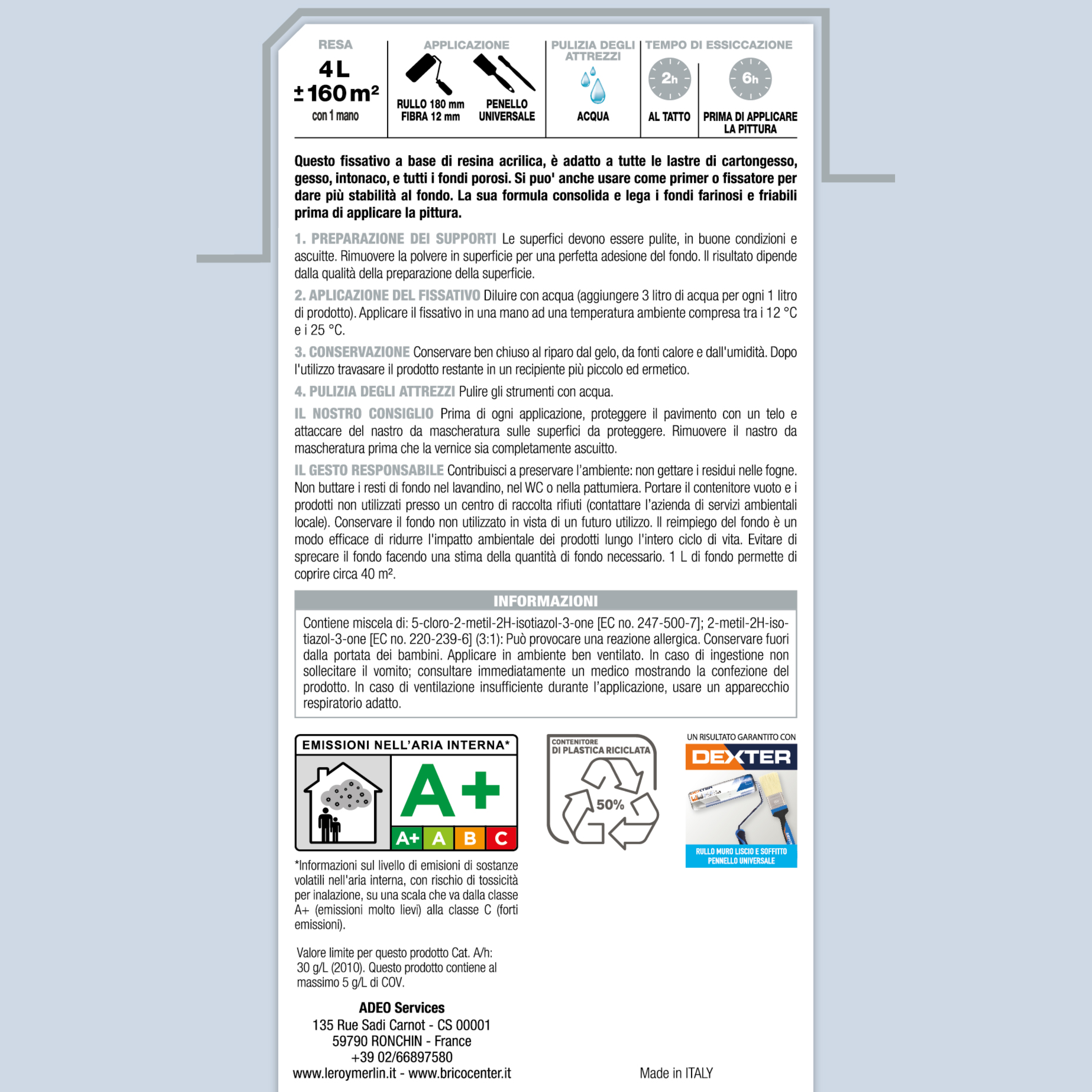 Fissativo murale per interno all'acqua LUXENS isolante 4 L - 5