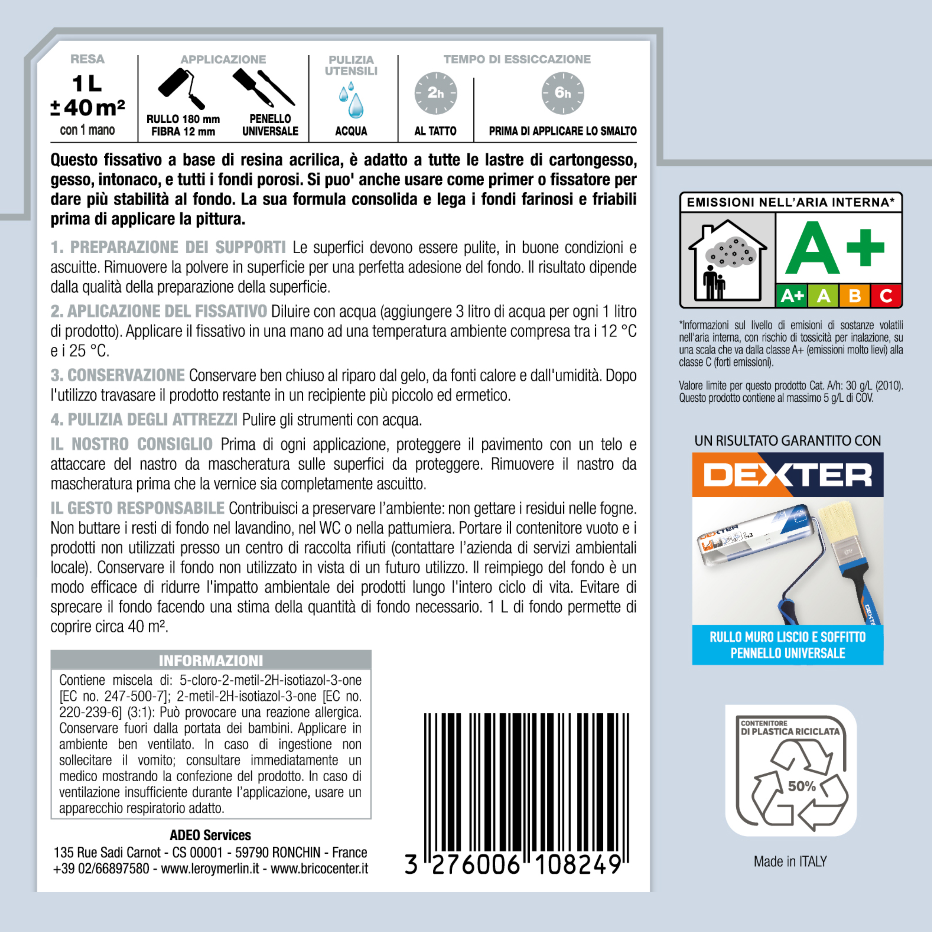 Fissativo murale per interno all'acqua LUXENS isolante 1 L - 5