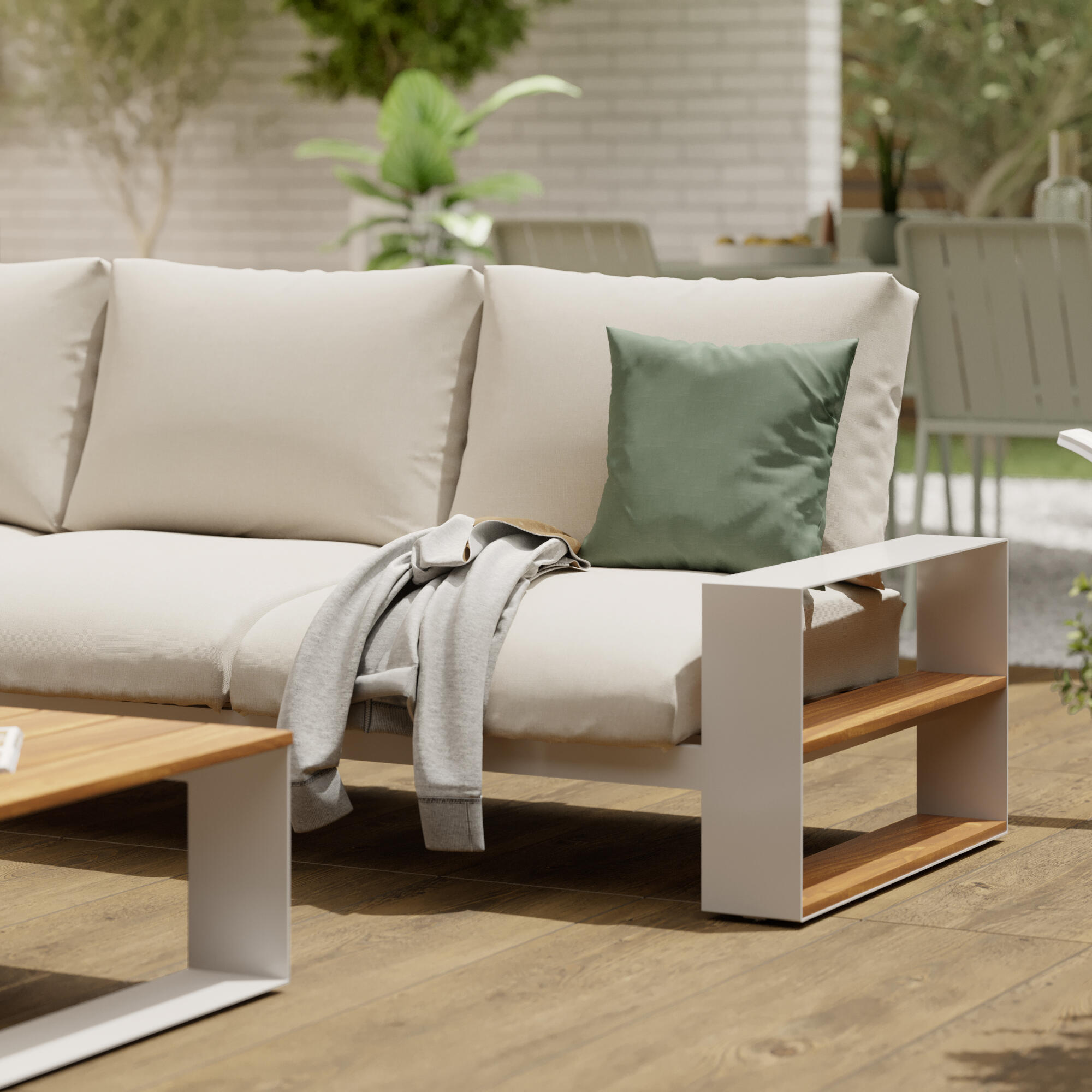 Sofá de jardín 2 plz de aluminio y teca surrey beige