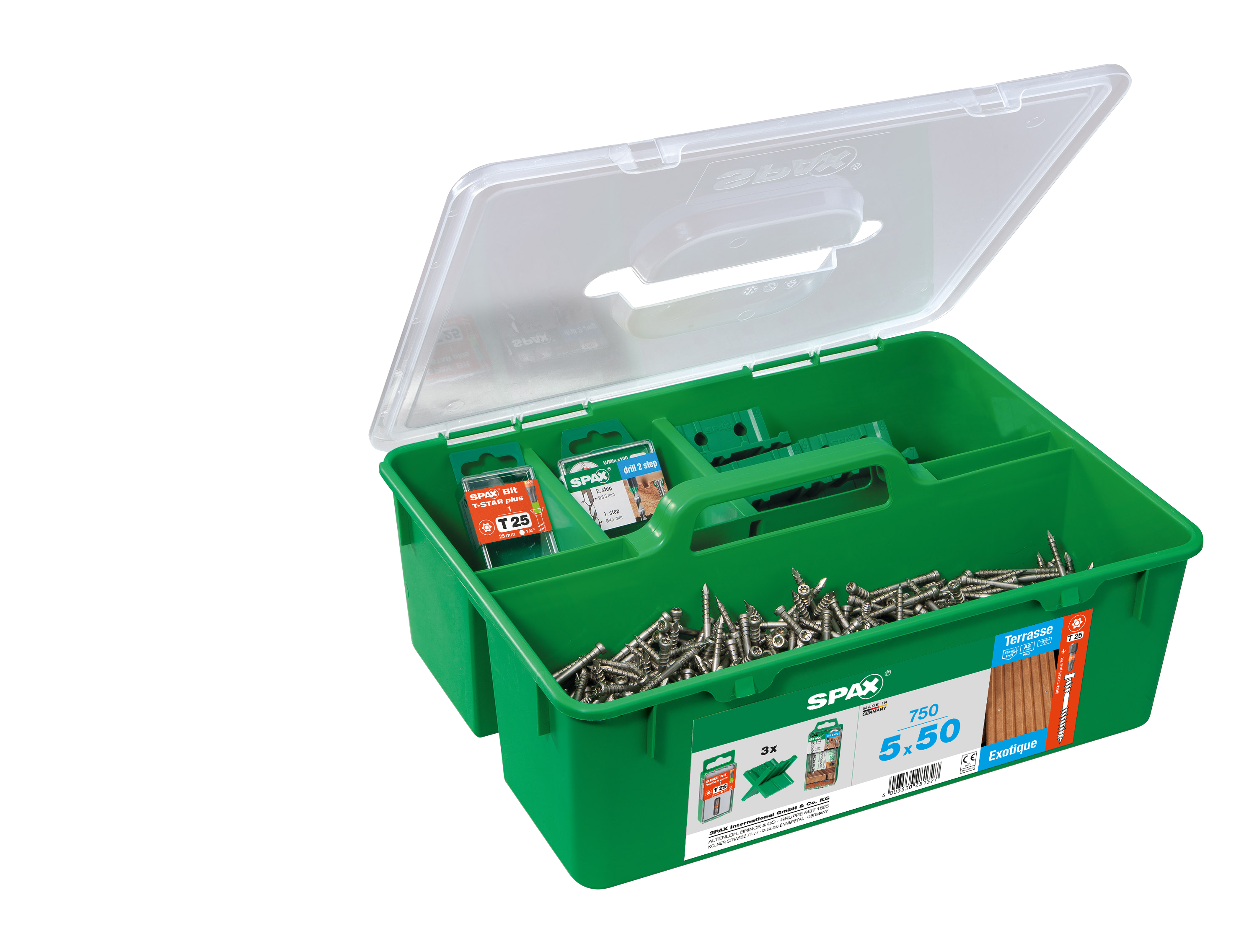 750 vis tête cylindrique diam. 5x50mm + 1 embout + 1 forêt + 3 espaceurs, spax - 2
