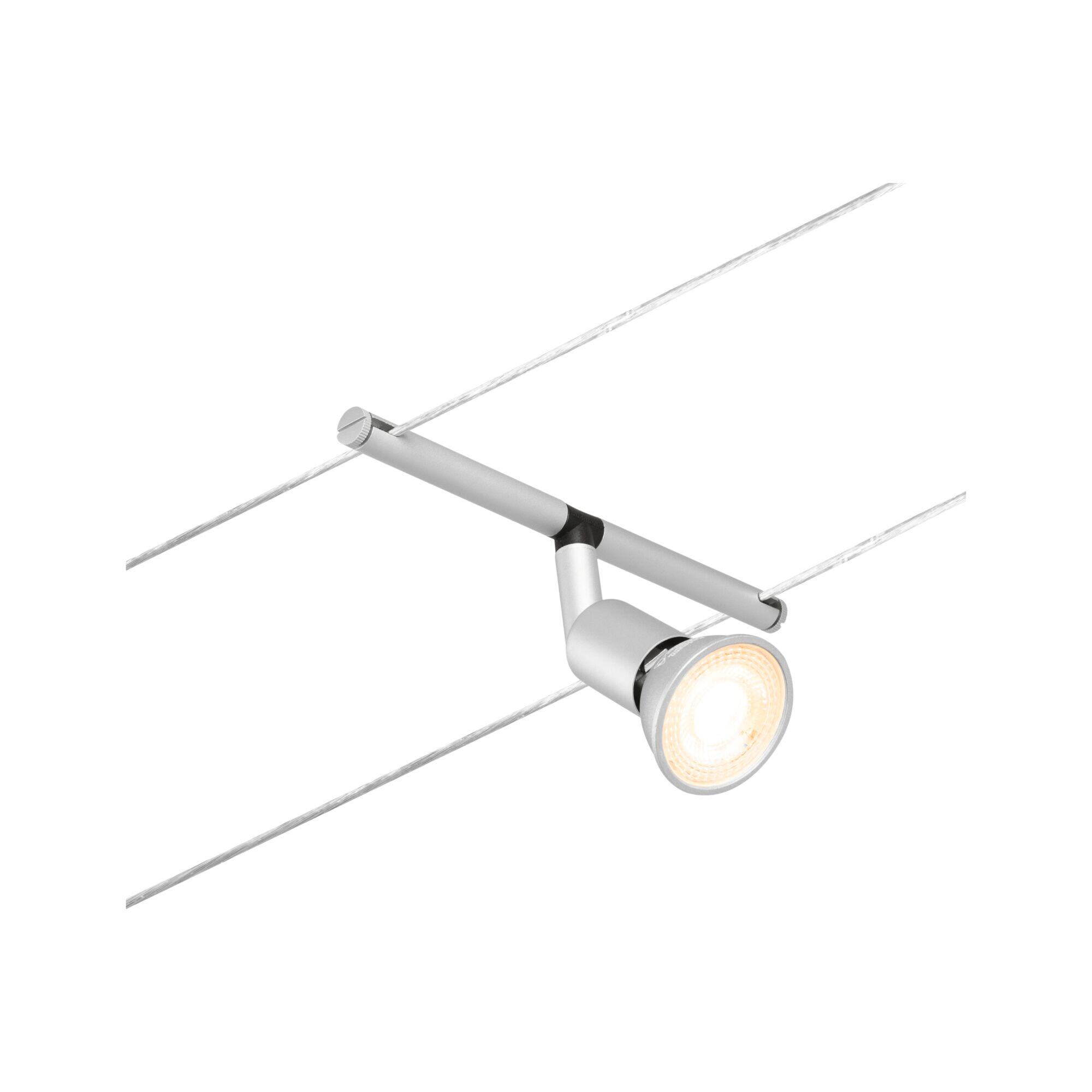 Paulmann 94131 Spot Individuel Sheela Pour Système Câbles – 10W Max GU5,3, Chrome Mat/Opal, Sans Ampoule, Extension Parfaite