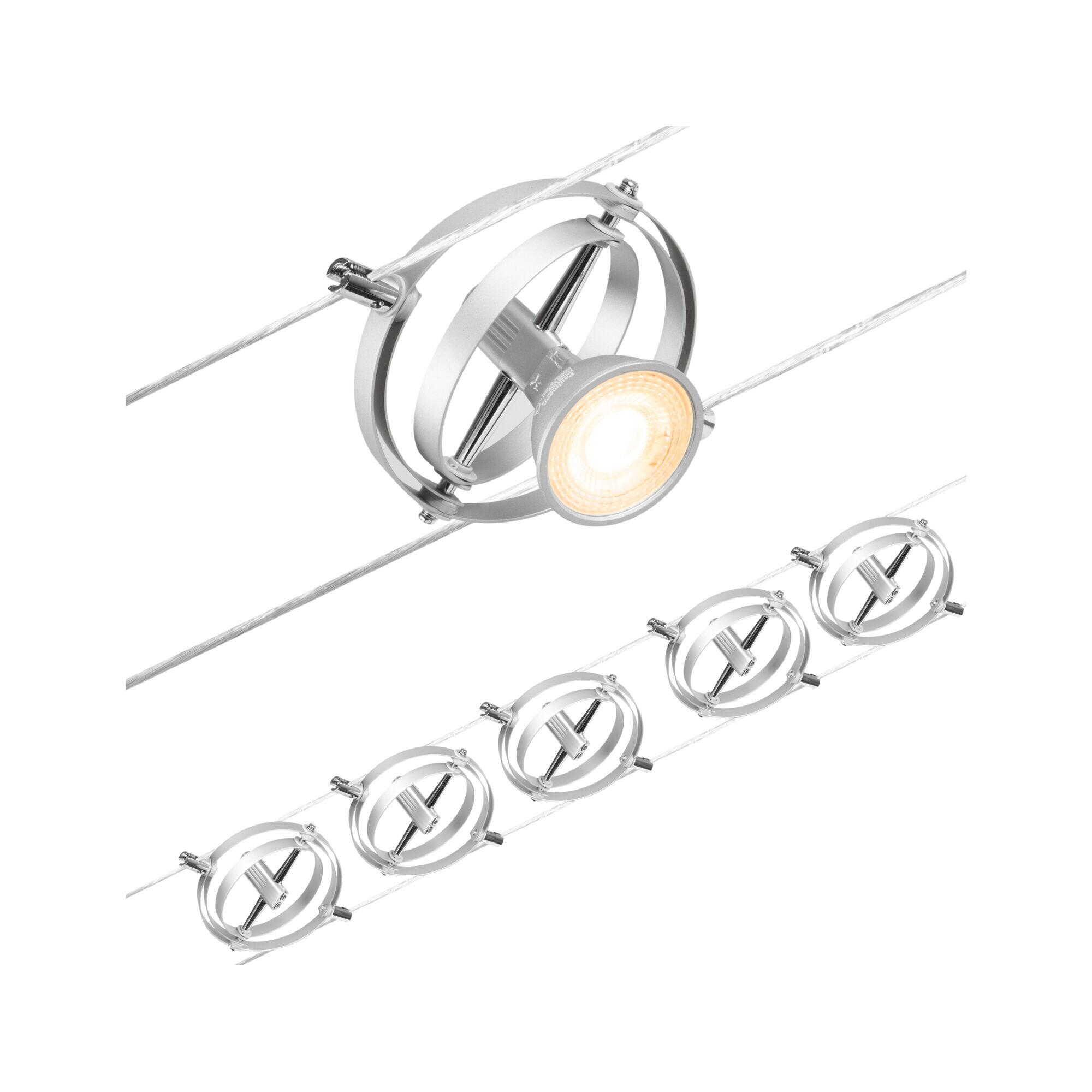 Paulmann Kit Système Câbles Cardan 8 Spots 10W Max - Éclairage LED Sur Câbles Dimmable Métal - Installation Mur/Plafond