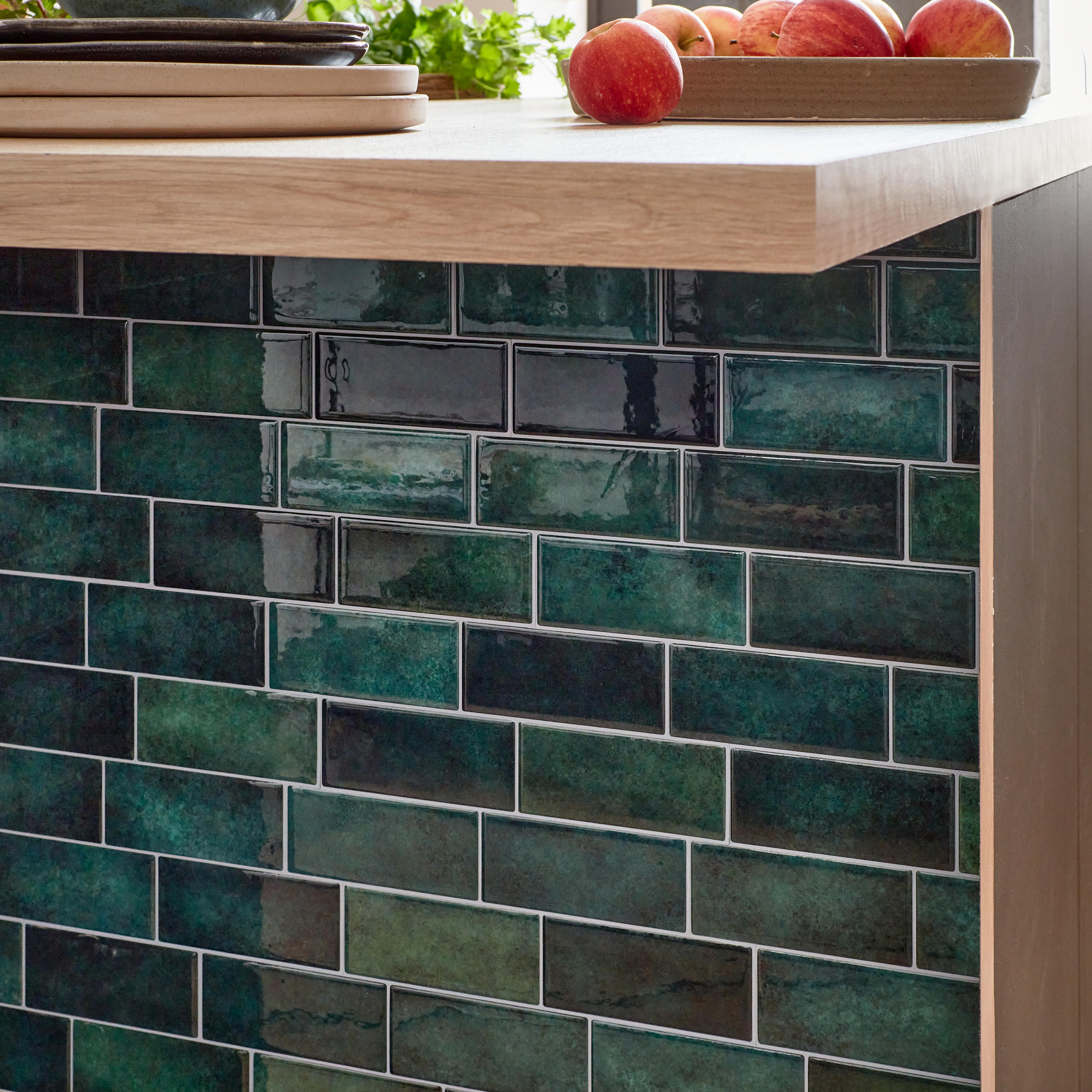 Lot de 4 adhésifs décoratifs SMART TILES métro fiona, vert 29.36X21.29 cm - 12