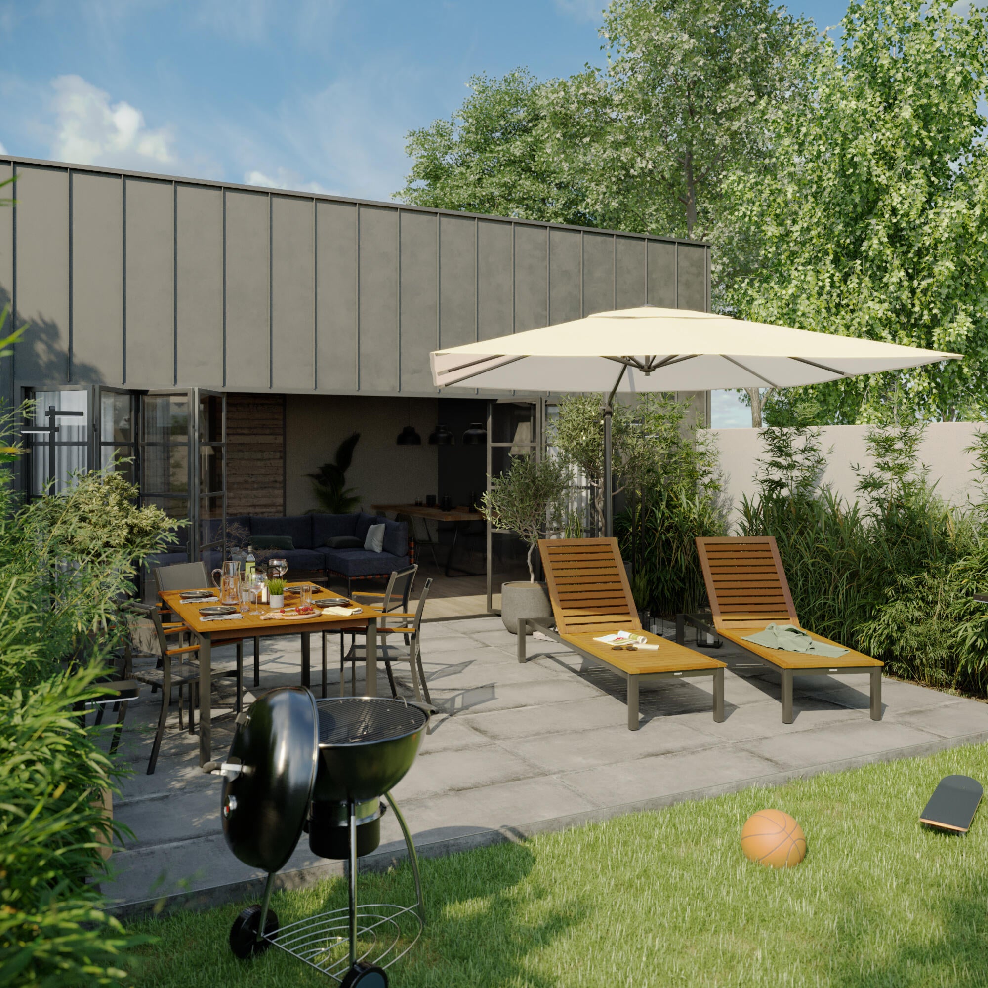 Mesa de jardín extensible de aluminio/mad NATERIAL Oris marrón de 102/147x147 cm - 17