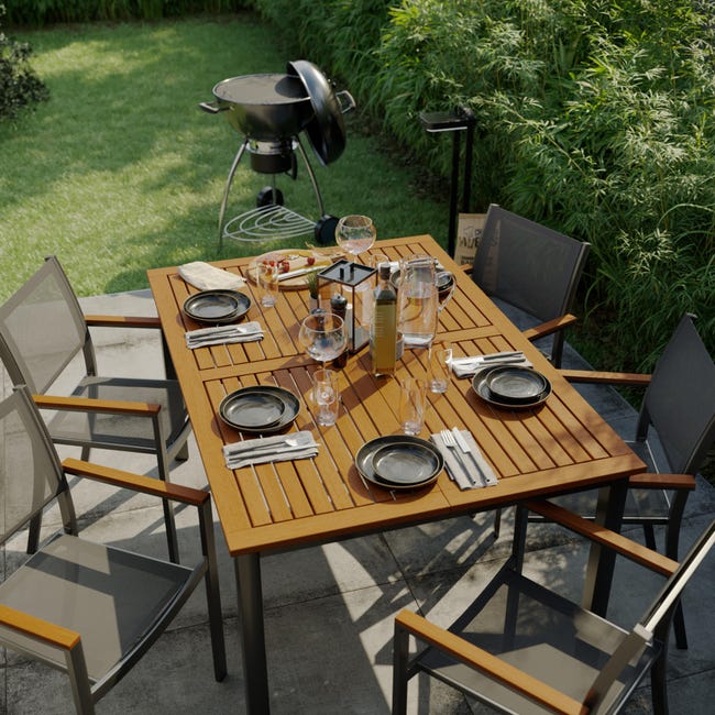 Set tavolo e sedie Oris NATERIAL in alluminio antracite per