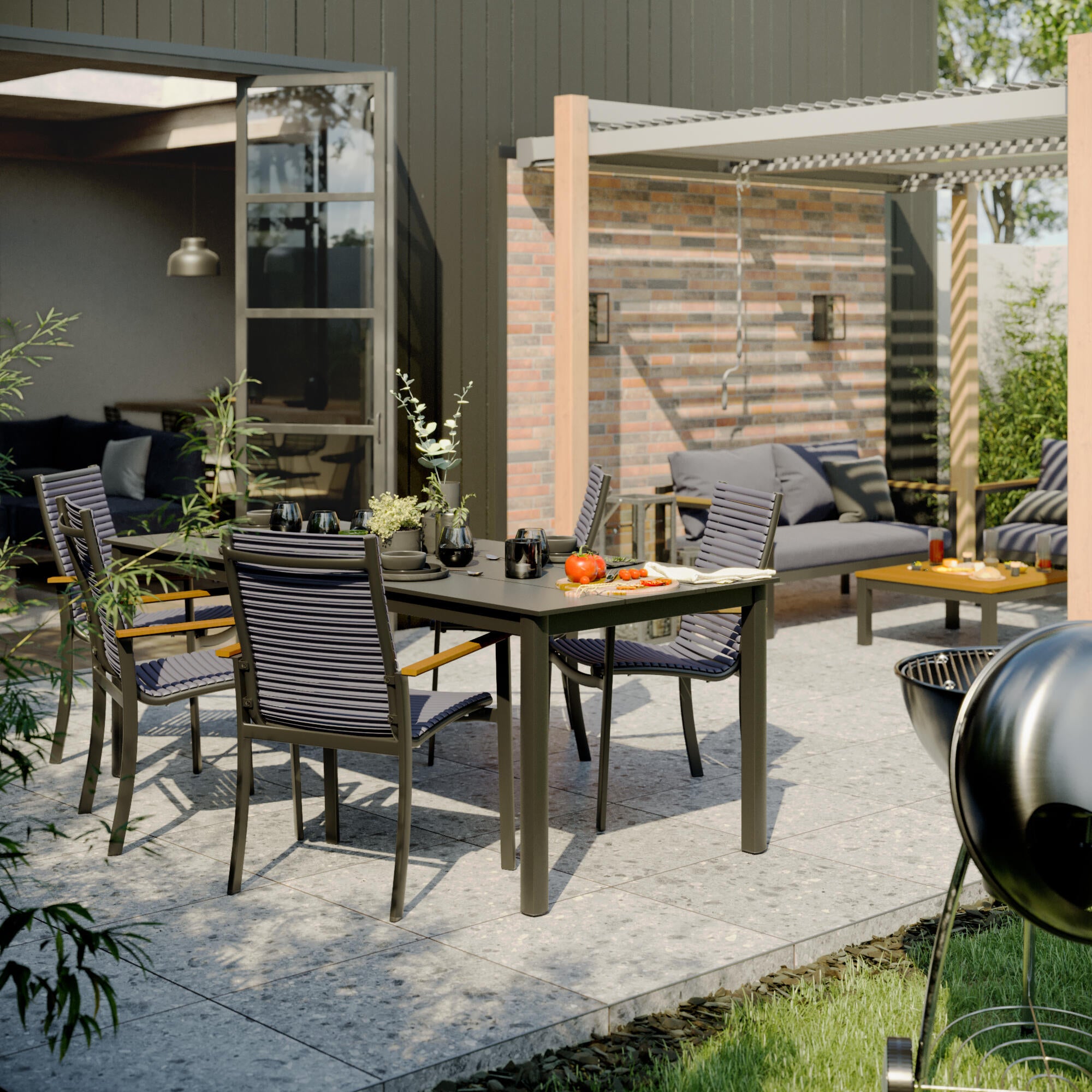 Conjunto jardim relax sofá e mesa alumínio cinzento Oris II Naterial - 15