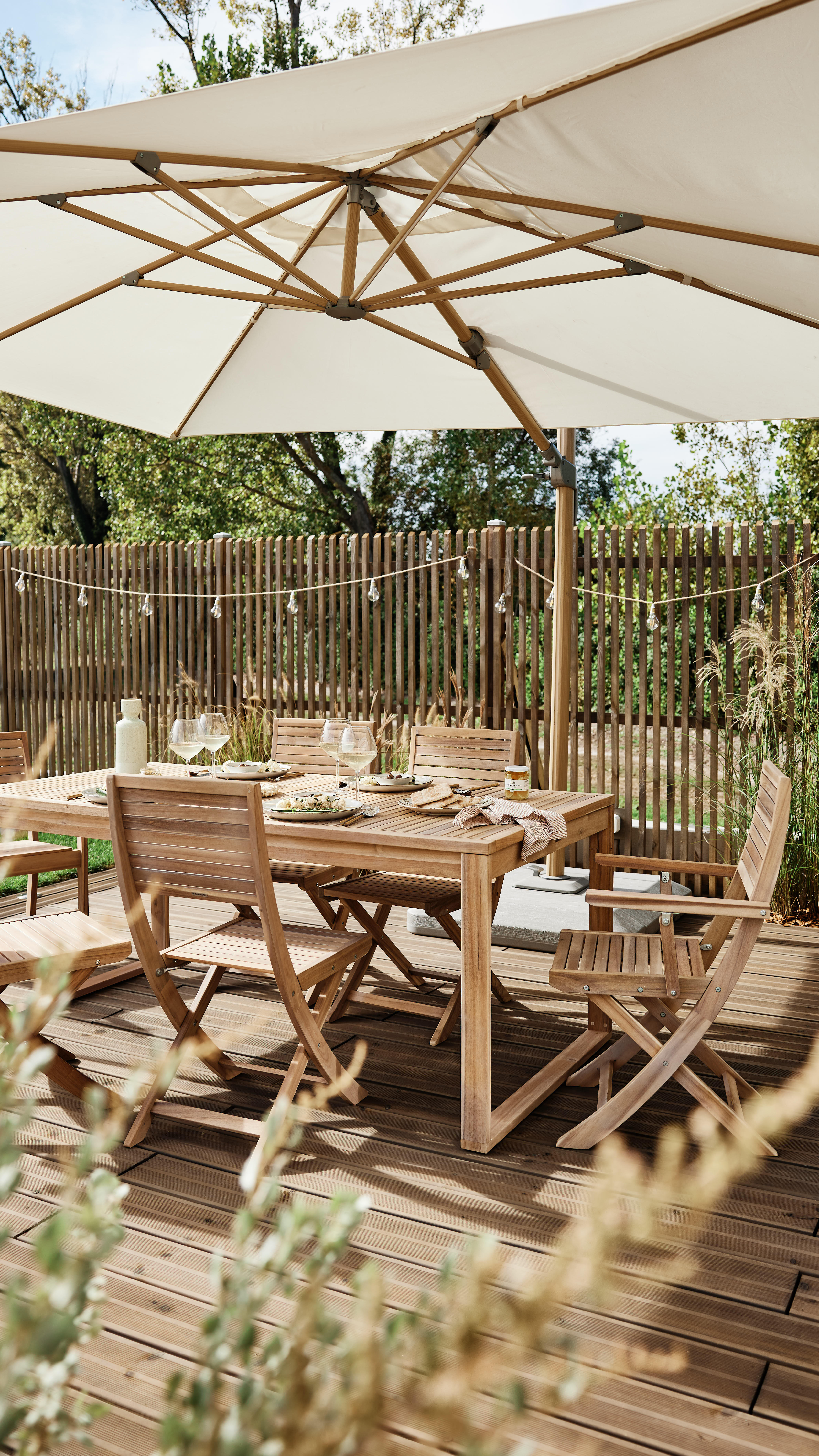 Ombrellone a palo laterale marrone Sonora NATERIAL con telo rettangolare bianco L 280 x P 391 x H 274 cm - 5