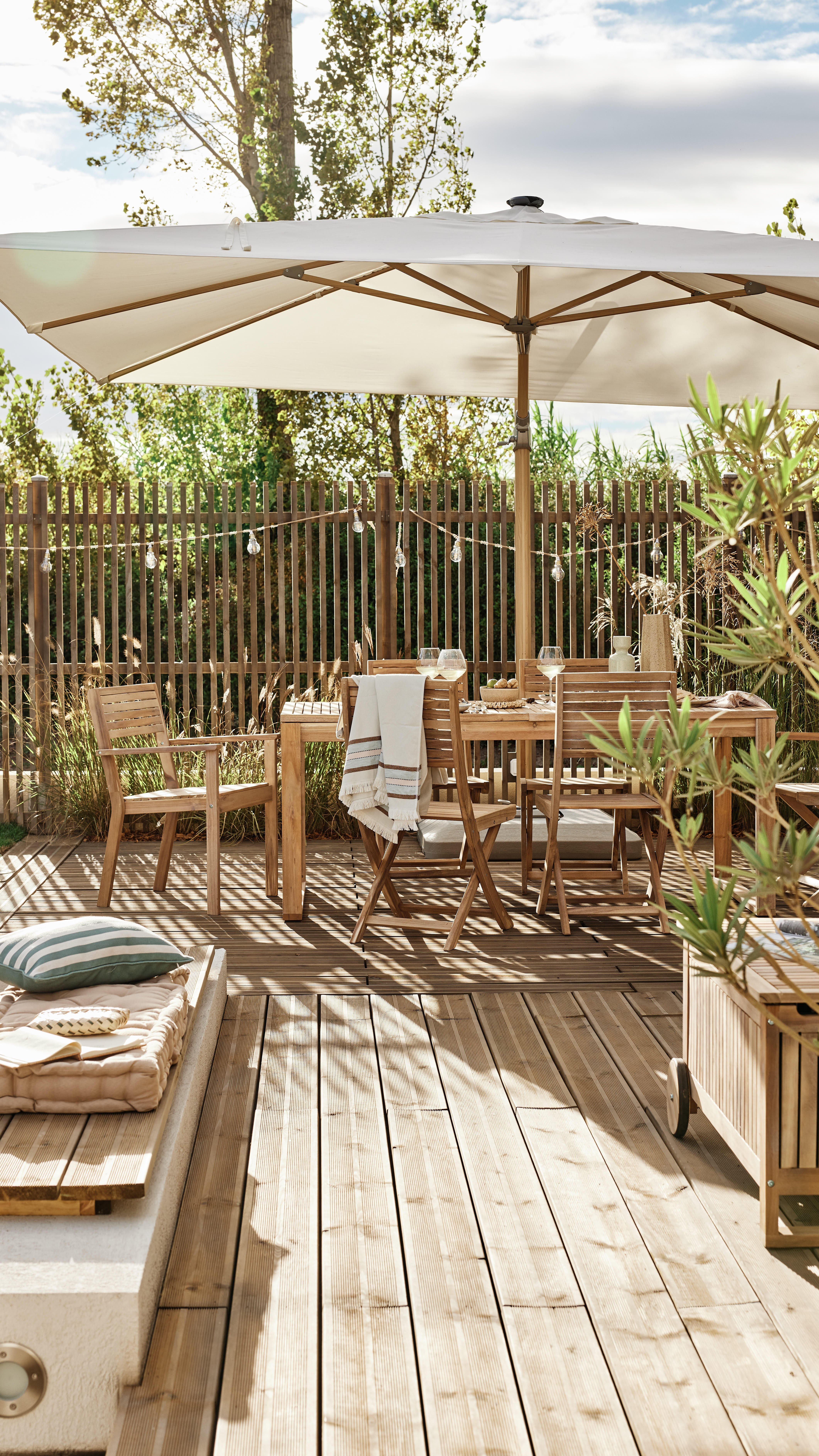 Ombrellone a palo laterale marrone Sonora NATERIAL con telo rettangolare bianco L 280 x P 391 x H 274 cm - 4