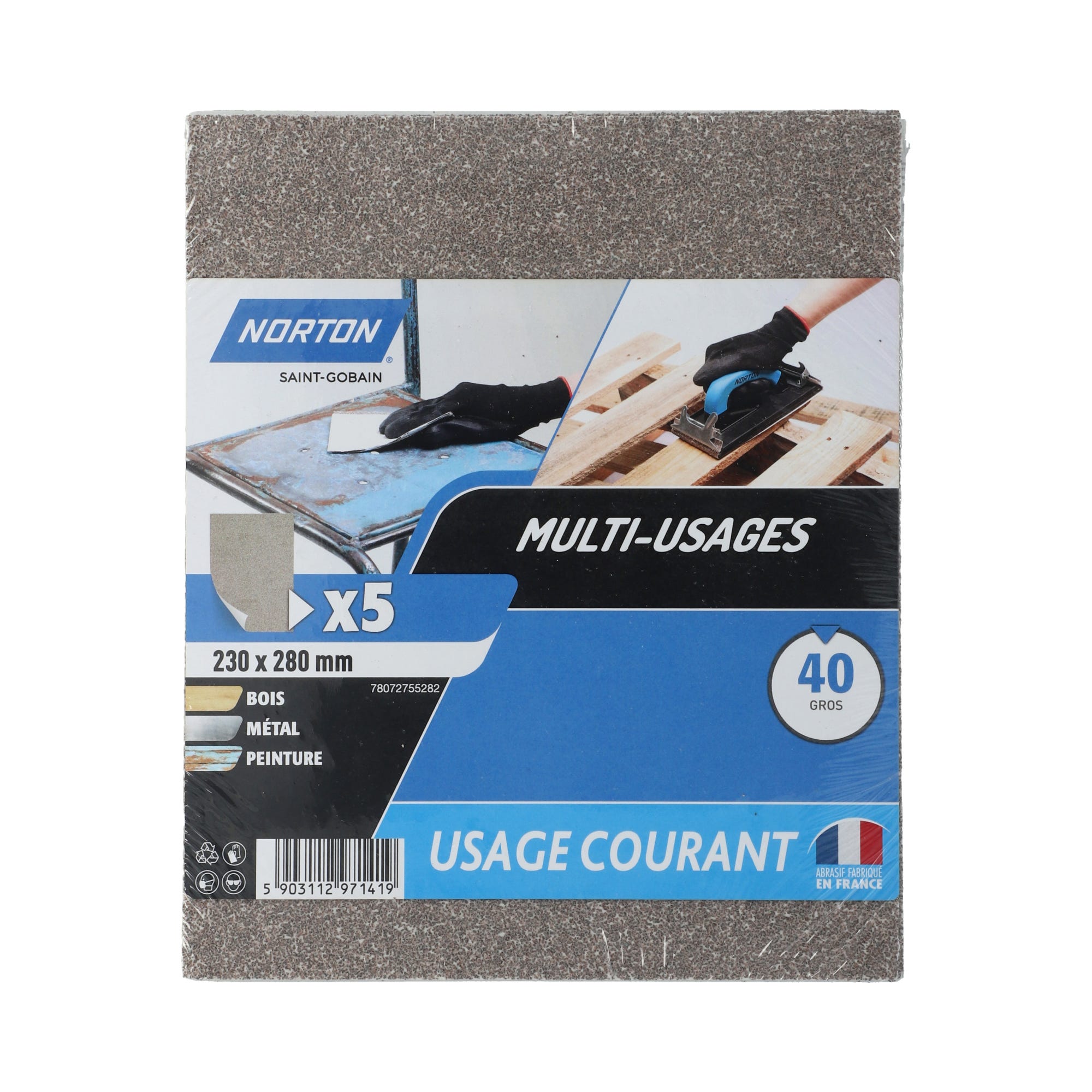 Gr 40 Papier abrasif , NORTON grain 40 | Leroy Merlin