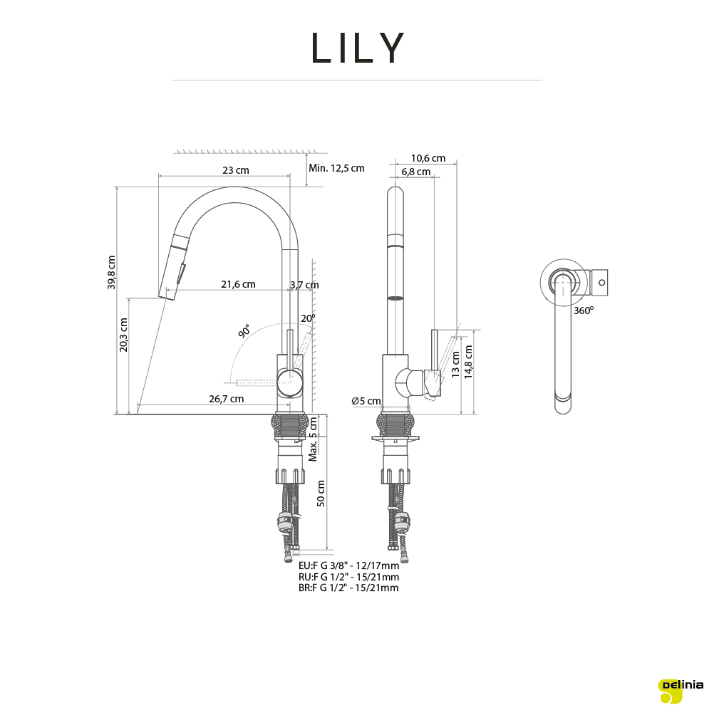 Torneira com chuveiro New Lily Delinia cromado - 6
