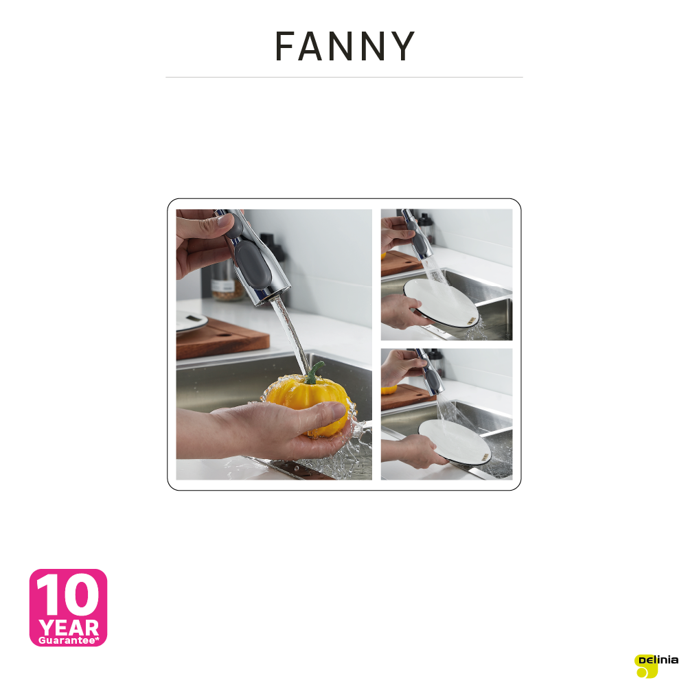 Torneira de bancada com chuveiro extraível cinza cromado Delinia Fanny - 10